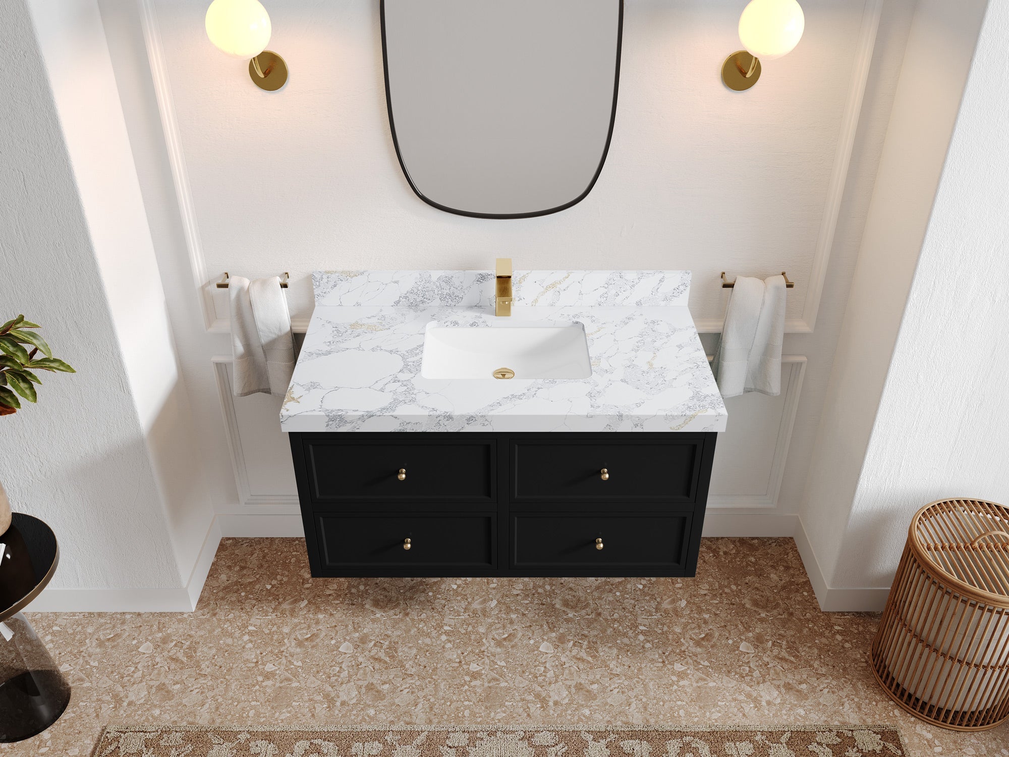 Roswell Floating 42 in. W x 22 in. D Single Sink Bathroom Vanity - Willow Bath and Vanity