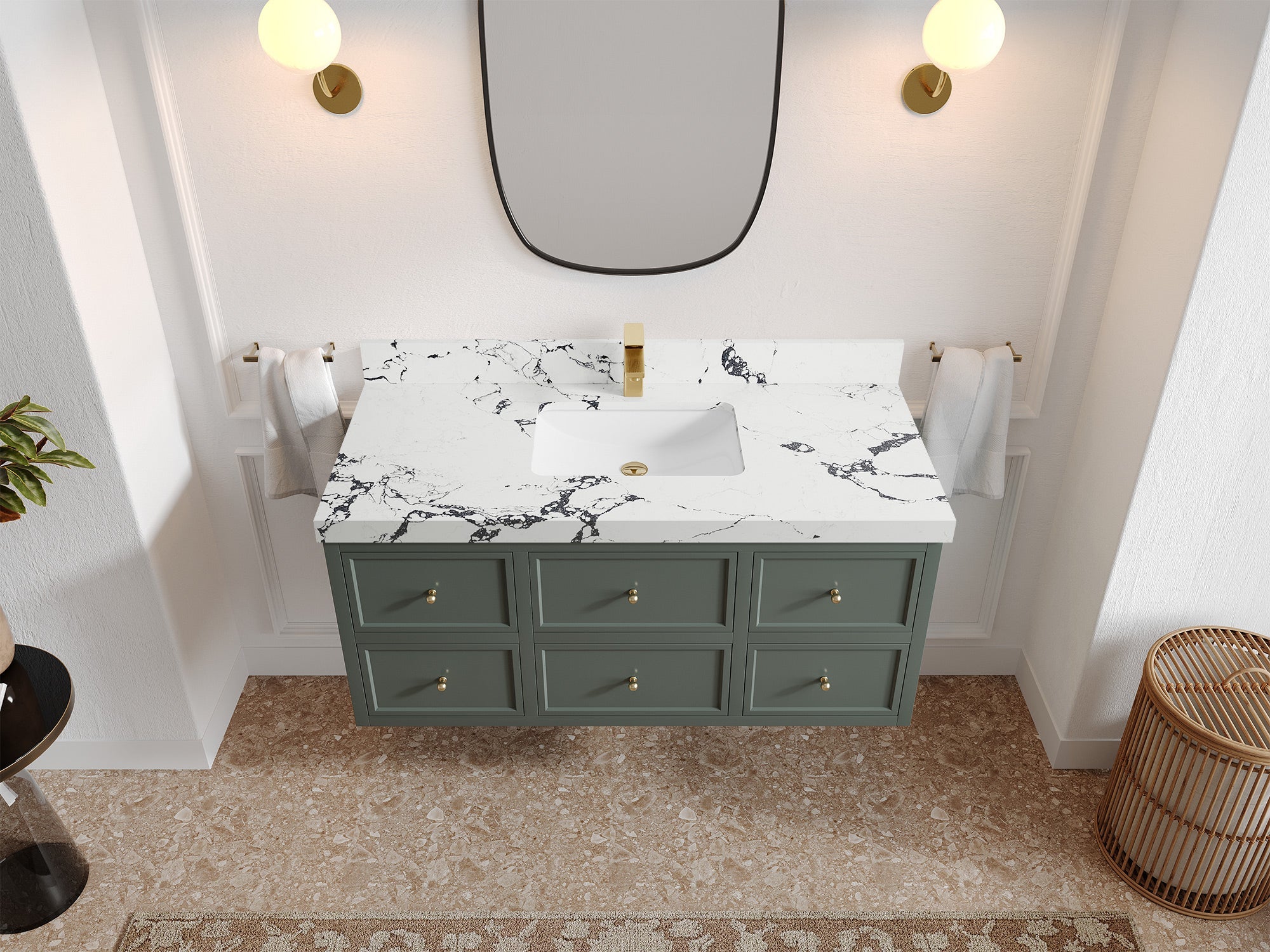 Roswell Floating 48 in. W x 22 in. D Single Sink Bathroom Vanity - Willow Bath and Vanity