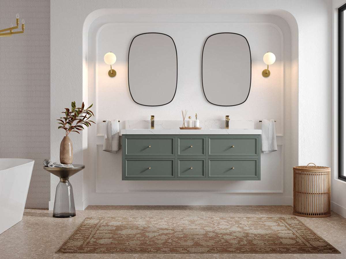 Roswell Floating 60 in. W x 22 in. D Double Sink Bathroom Vanity - Willow Bath and Vanity