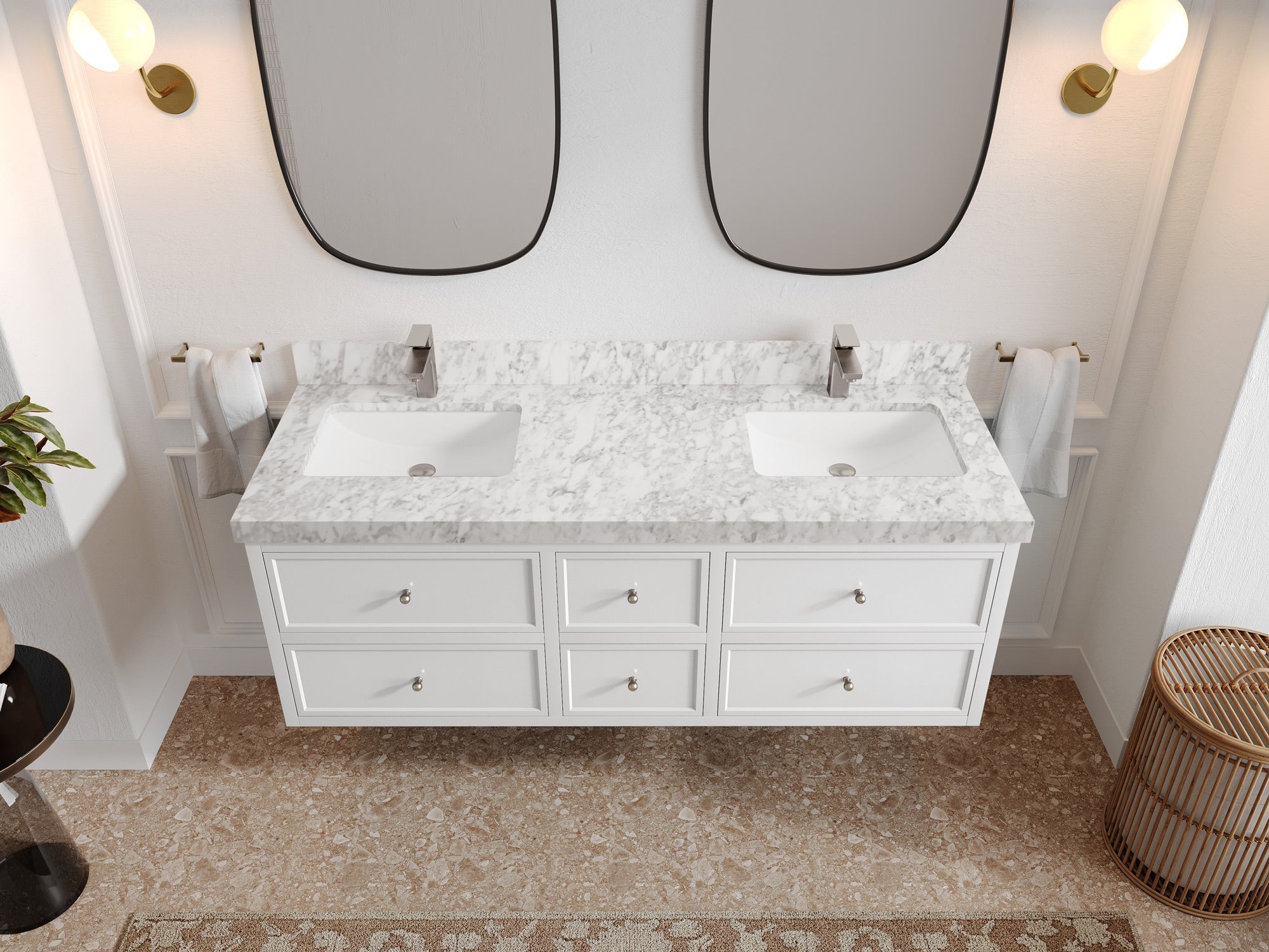 Roswell Floating 60 in. W x 22 in. D Double Sink Bathroom Vanity - Willow Bath and Vanity