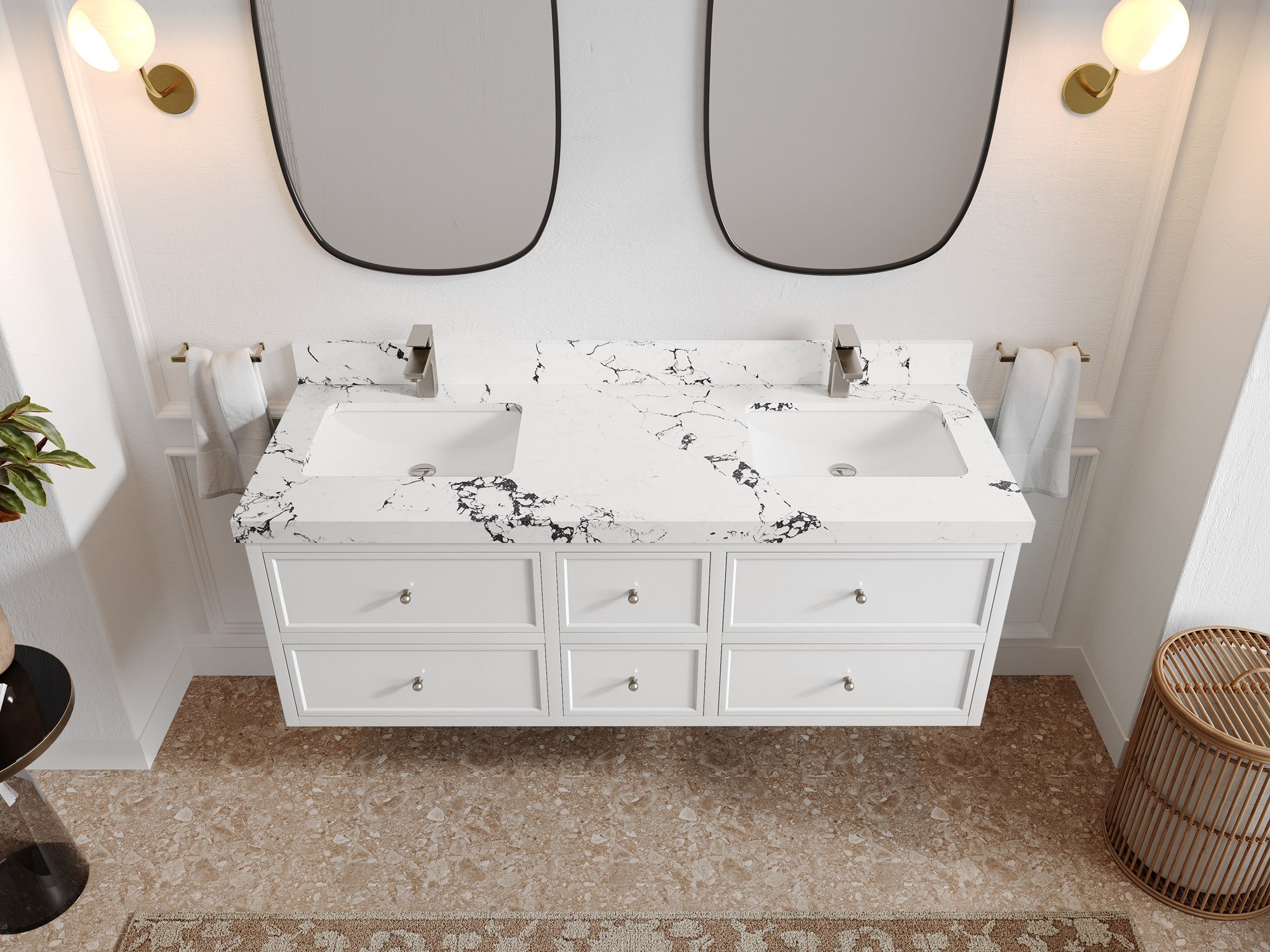 Roswell Floating 60 in. W x 22 in. D Double Sink Bathroom Vanity - Willow Bath and Vanity