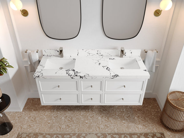 Roswell Floating 60 in. W x 22 in. D Double Sink Bathroom Vanity - photo 40