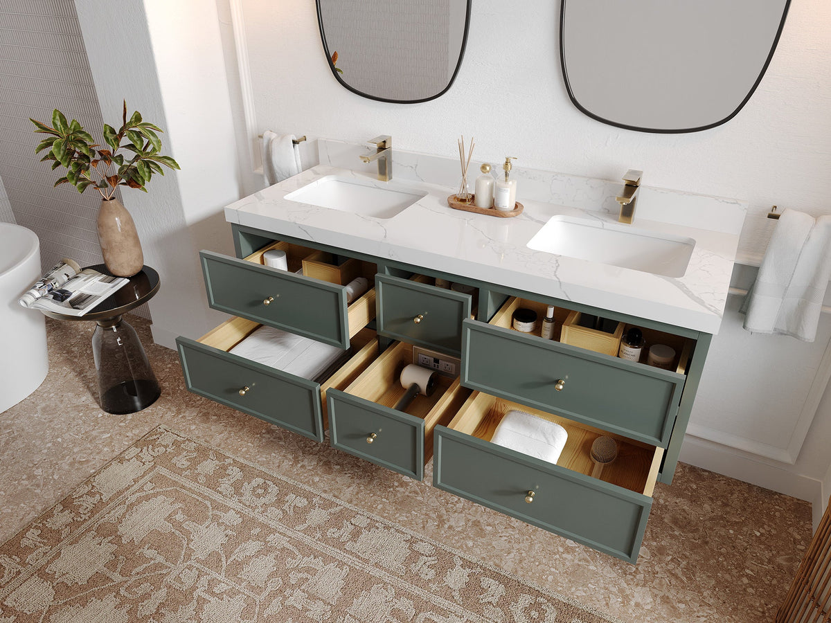 Roswell Floating 60 in. W x 22 in. D Double Sink Bathroom Vanity - Willow Bath and Vanity
