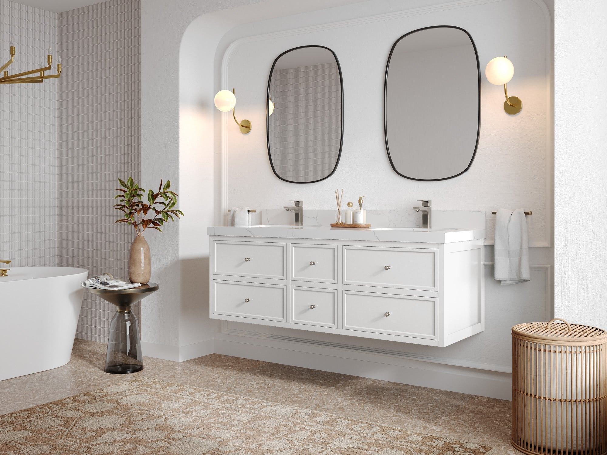 Roswell Floating 60 in. W x 22 in. D Double Sink Bathroom Vanity - Willow Bath and Vanity
