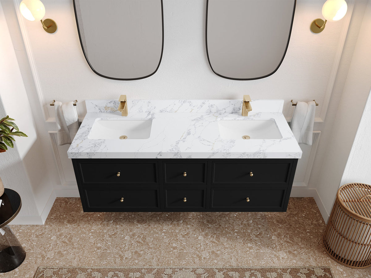 Roswell Floating 60 in. W x 22 in. D Double Sink Bathroom Vanity - Willow Bath and Vanity