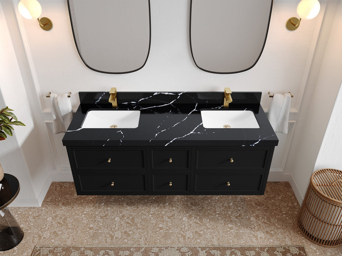 Roswell Floating 60 in. W x 22 in. D Double Sink Bathroom Vanity - Willow Bath and Vanity