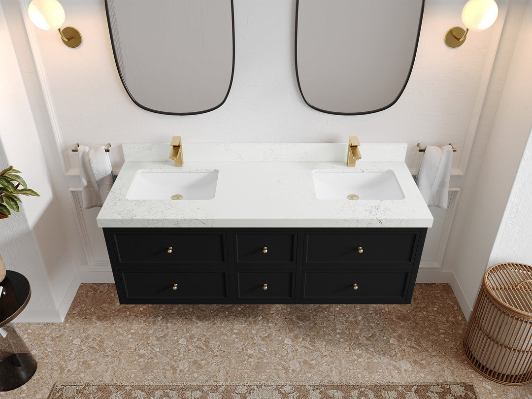 Roswell Floating 60 in. W x 22 in. D Double Sink Bathroom Vanity - Willow Bath and Vanity