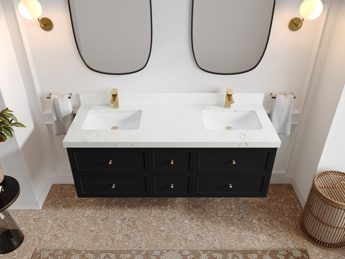 Roswell Floating 60 in. W x 22 in. D Double Sink Bathroom Vanity - Willow Bath and Vanity