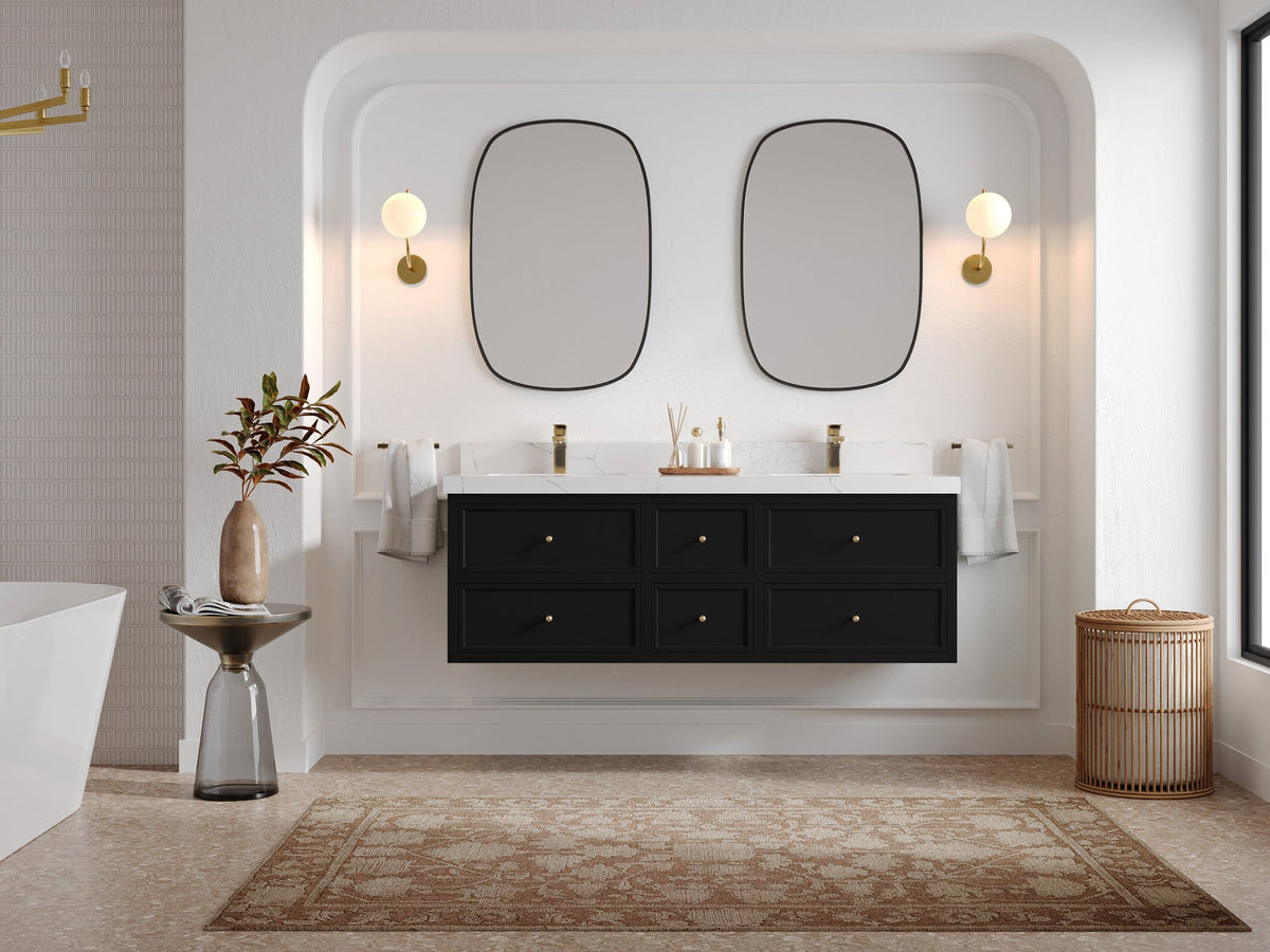 Roswell Floating 60 in. W x 22 in. D Double Sink Bathroom Vanity - Willow Bath and Vanity