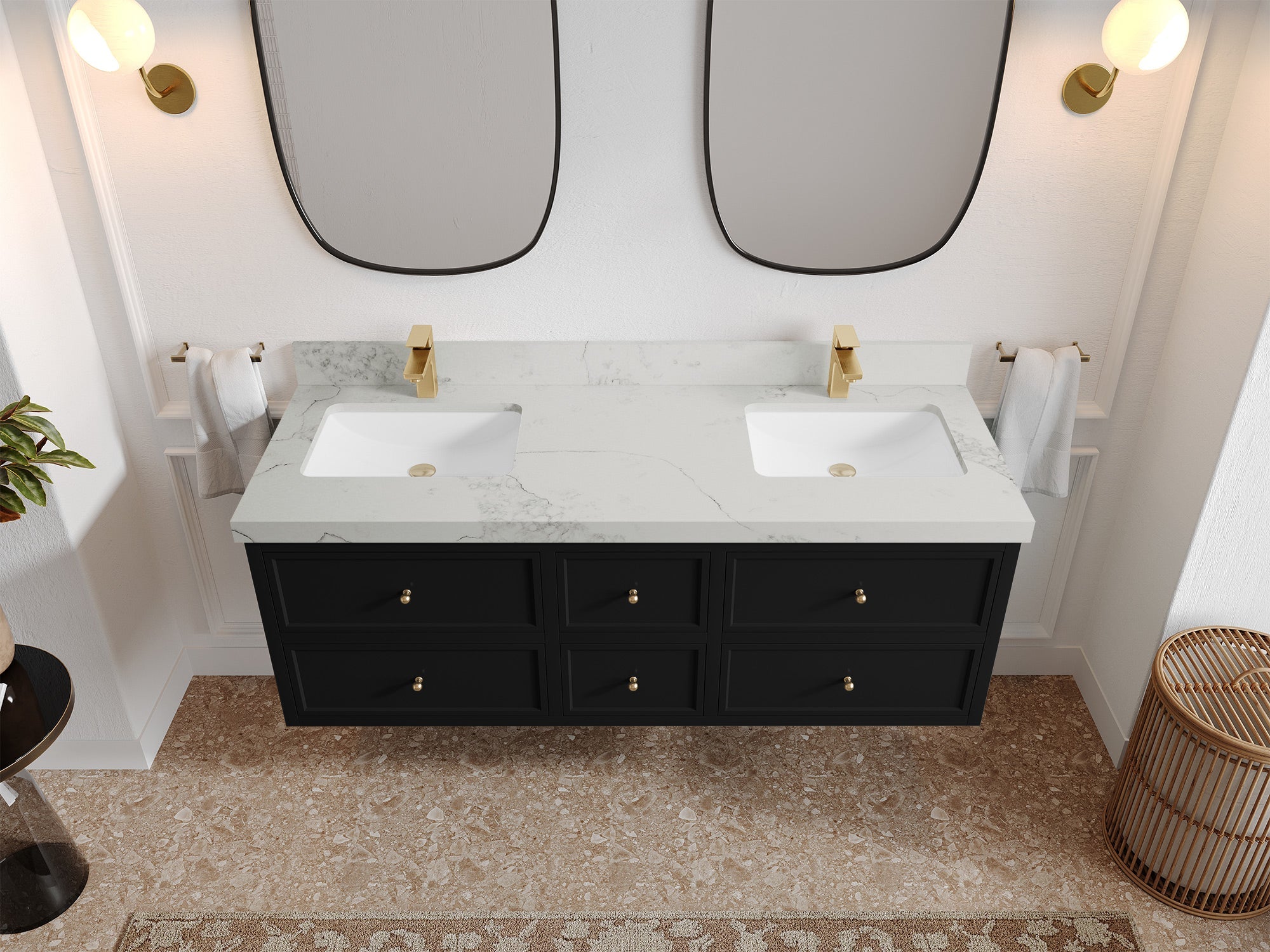 Roswell Floating 60 in. W x 22 in. D Double Sink Bathroom Vanity - Willow Bath and Vanity