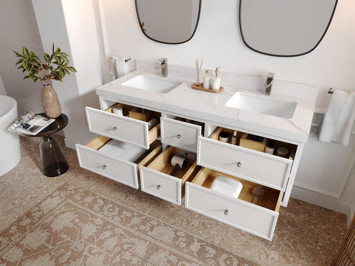 Roswell Floating 60 in. W x 22 in. D Double Sink Bathroom Vanity - Willow Bath and Vanity