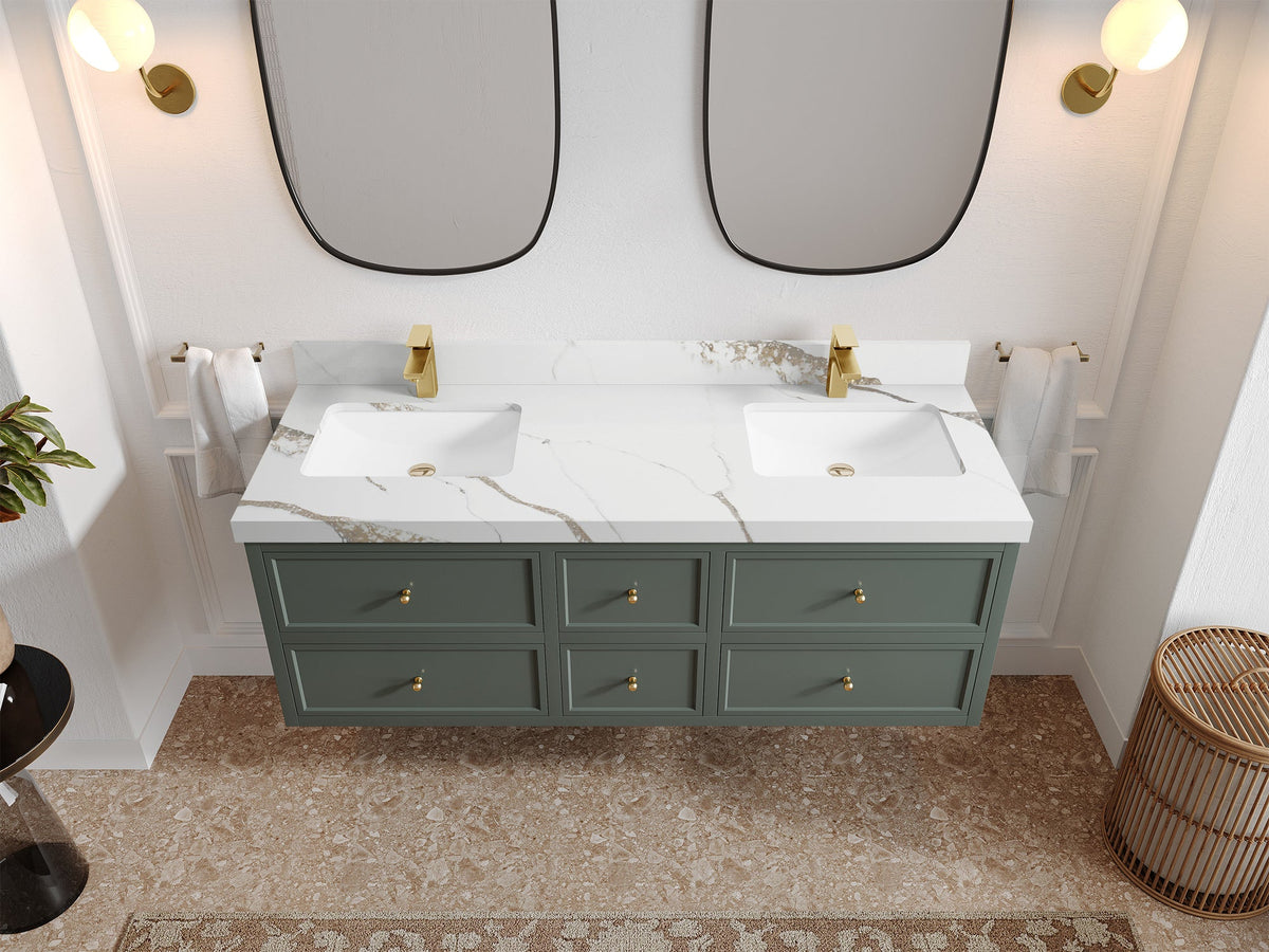 Roswell Floating 60 in. W x 22 in. D Double Sink Bathroom Vanity - Willow Bath and Vanity