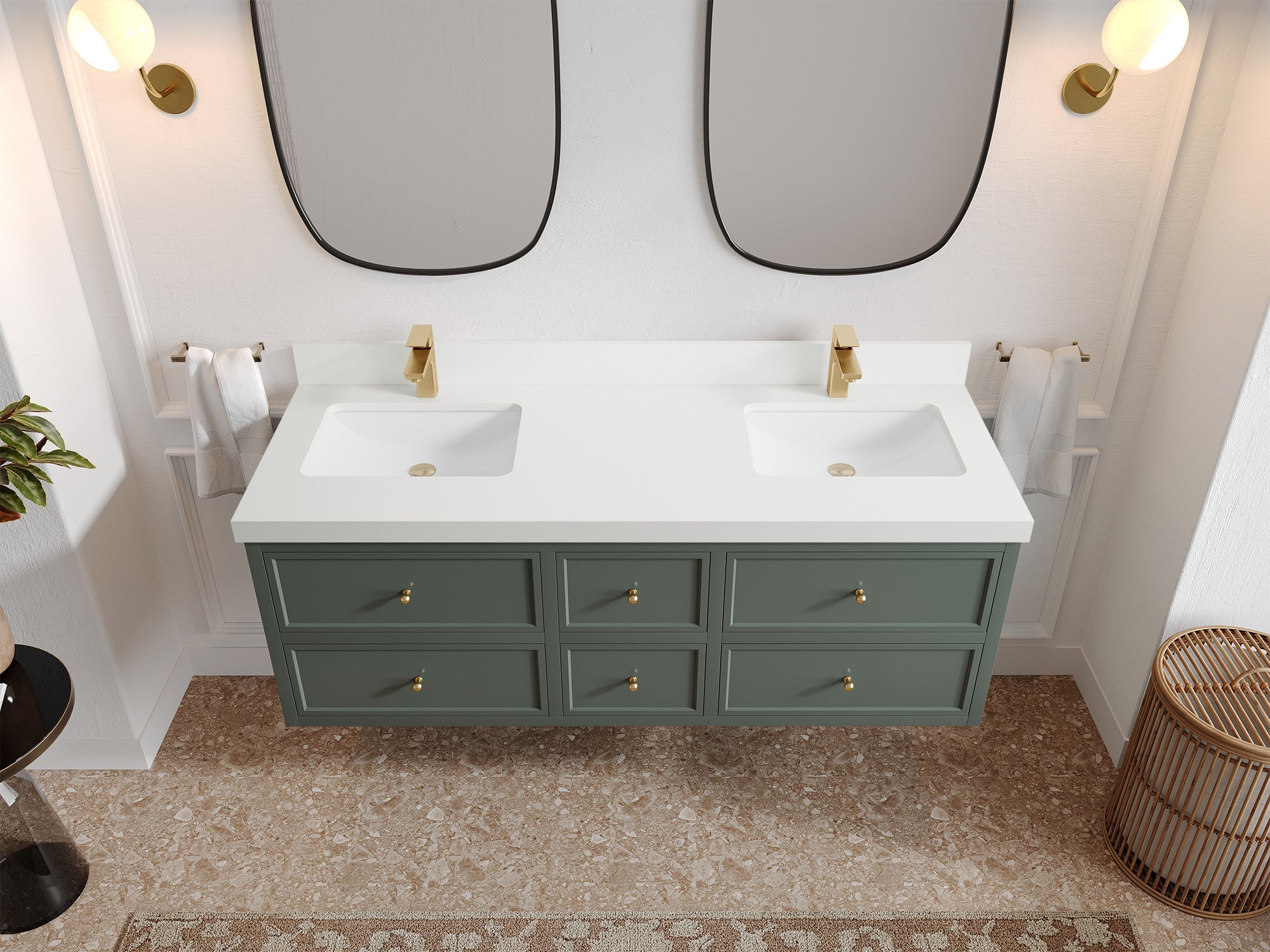 Roswell Floating 60 in. W x 22 in. D Double Sink Bathroom Vanity - Willow Bath and Vanity