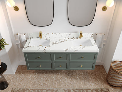 Roswell Floating 60 in. W x 22 in. D Double Sink Bathroom Vanity - Willow Bath and Vanity