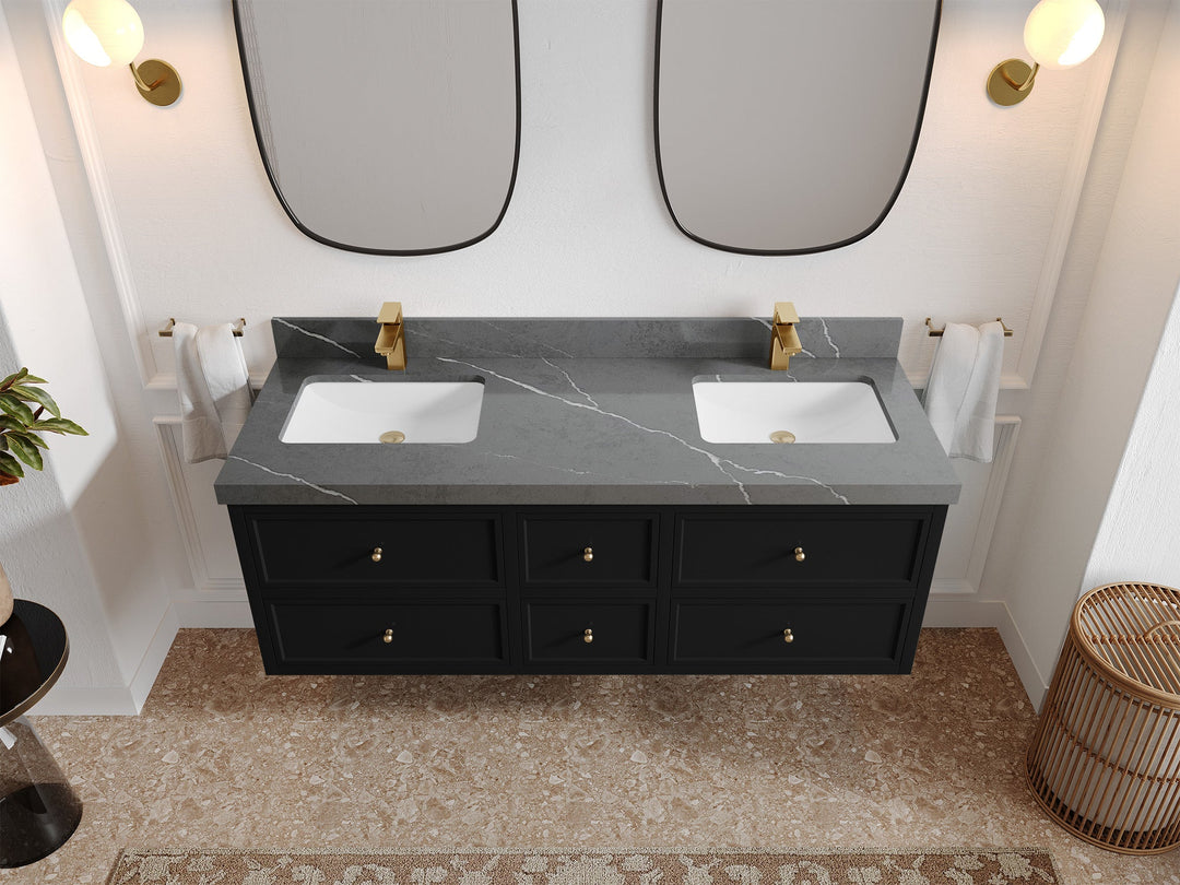 Roswell Floating 60 in. W x 22 in. D Double Sink Bathroom Vanity - Willow Bath and Vanity