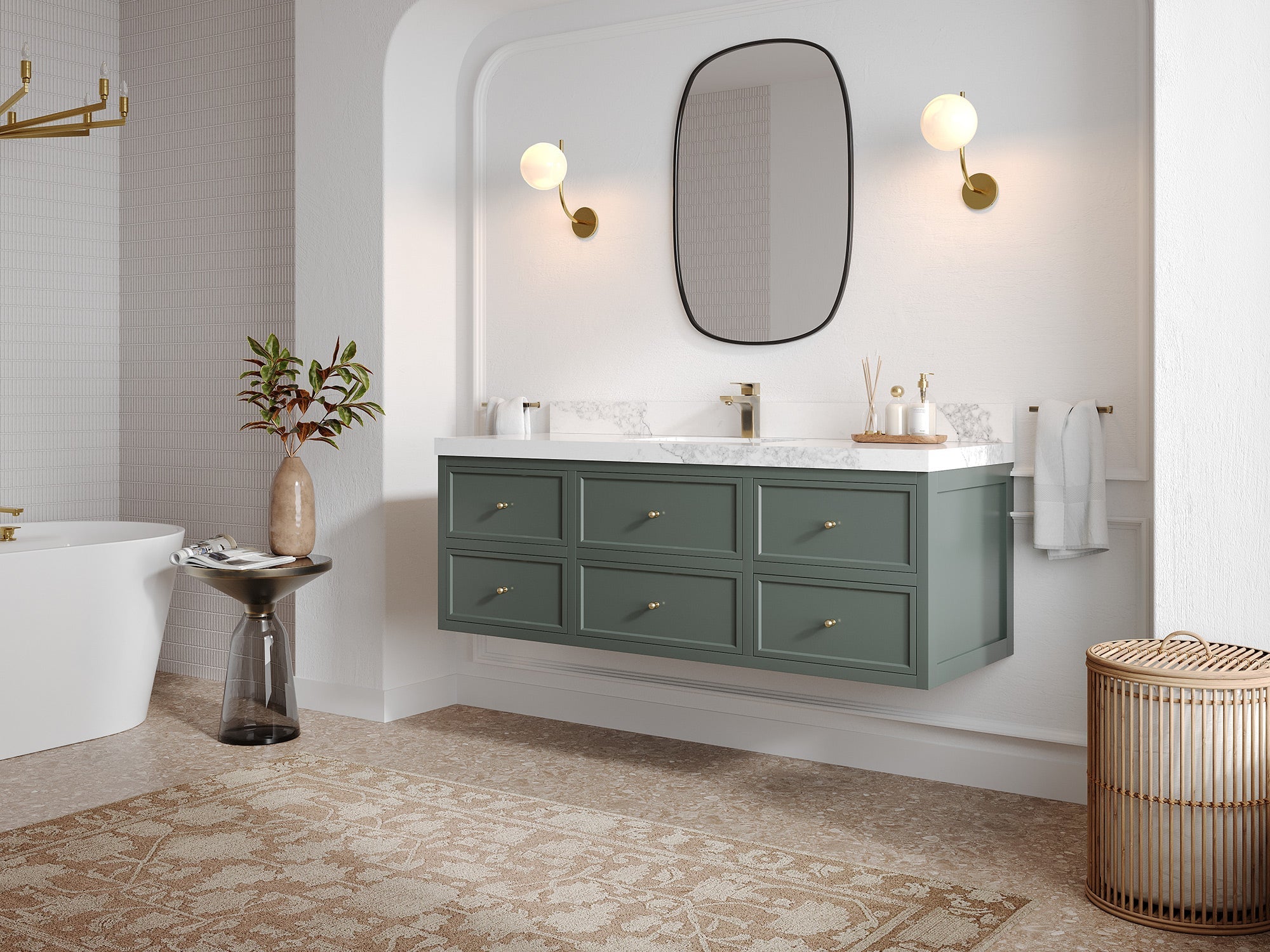 Roswell Floating 60 in. W x 22 in. D Single Sink Bathroom Vanity - Willow Bath and Vanity