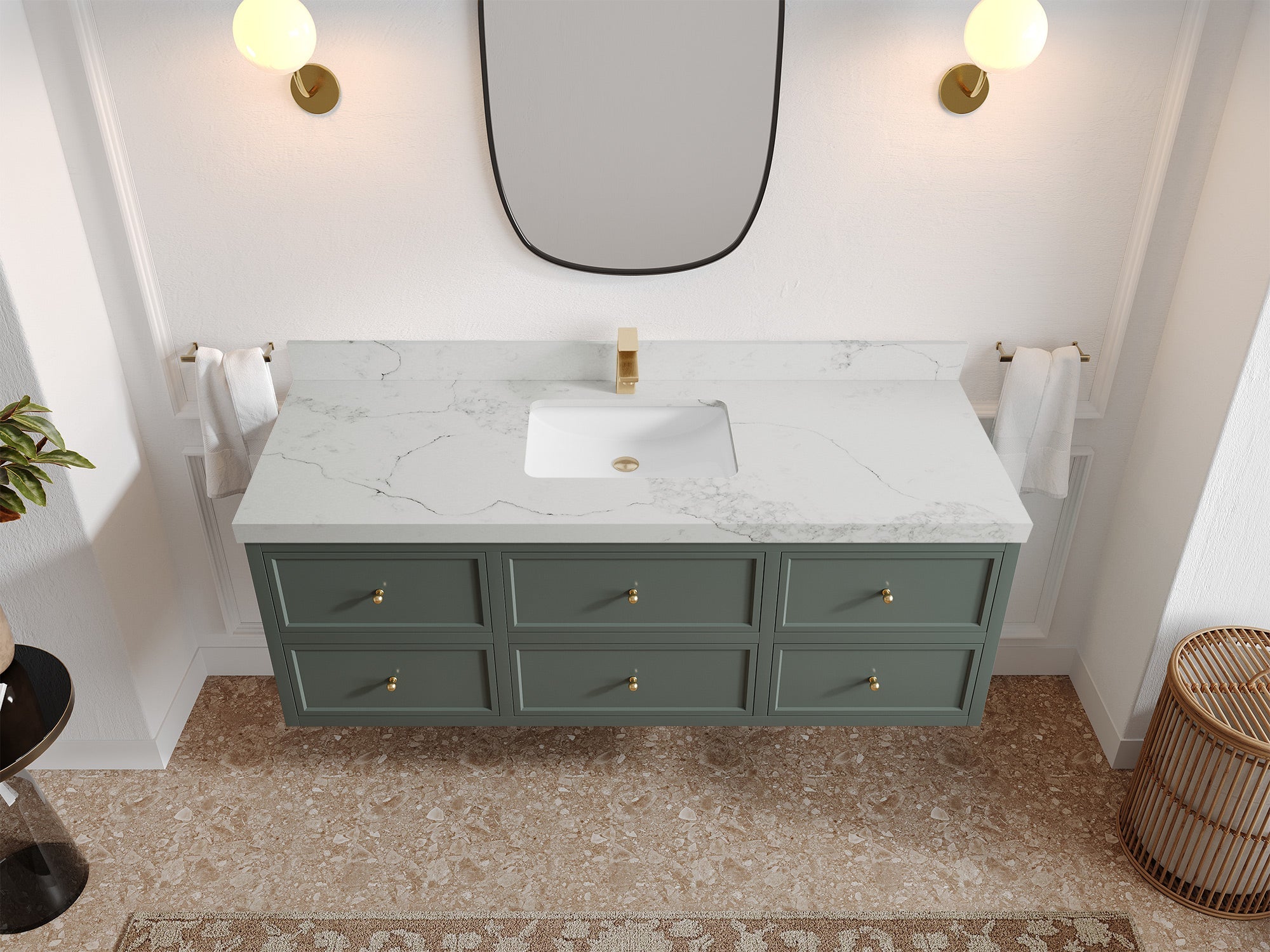 Roswell Floating 60 in. W x 22 in. D Single Sink Bathroom Vanity - Willow Bath and Vanity