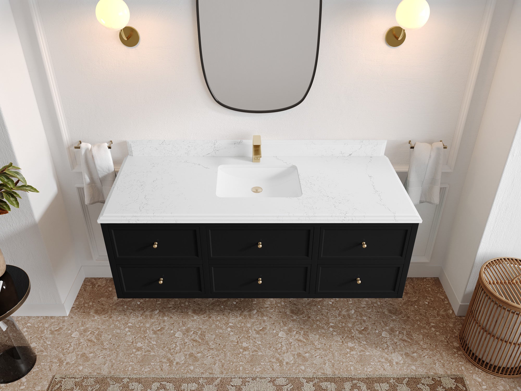Roswell Floating 60 in. W x 22 in. D Single Sink Bathroom Vanity - Willow Bath and Vanity