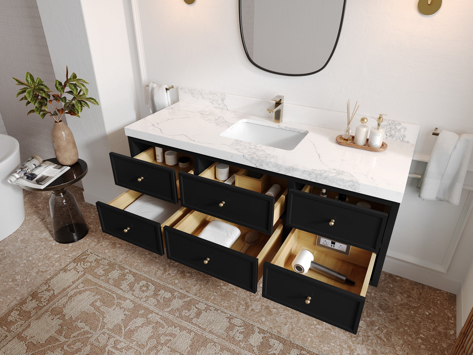 Roswell Floating 60 in. W x 22 in. D Single Sink Bathroom Vanity - Willow Bath and Vanity