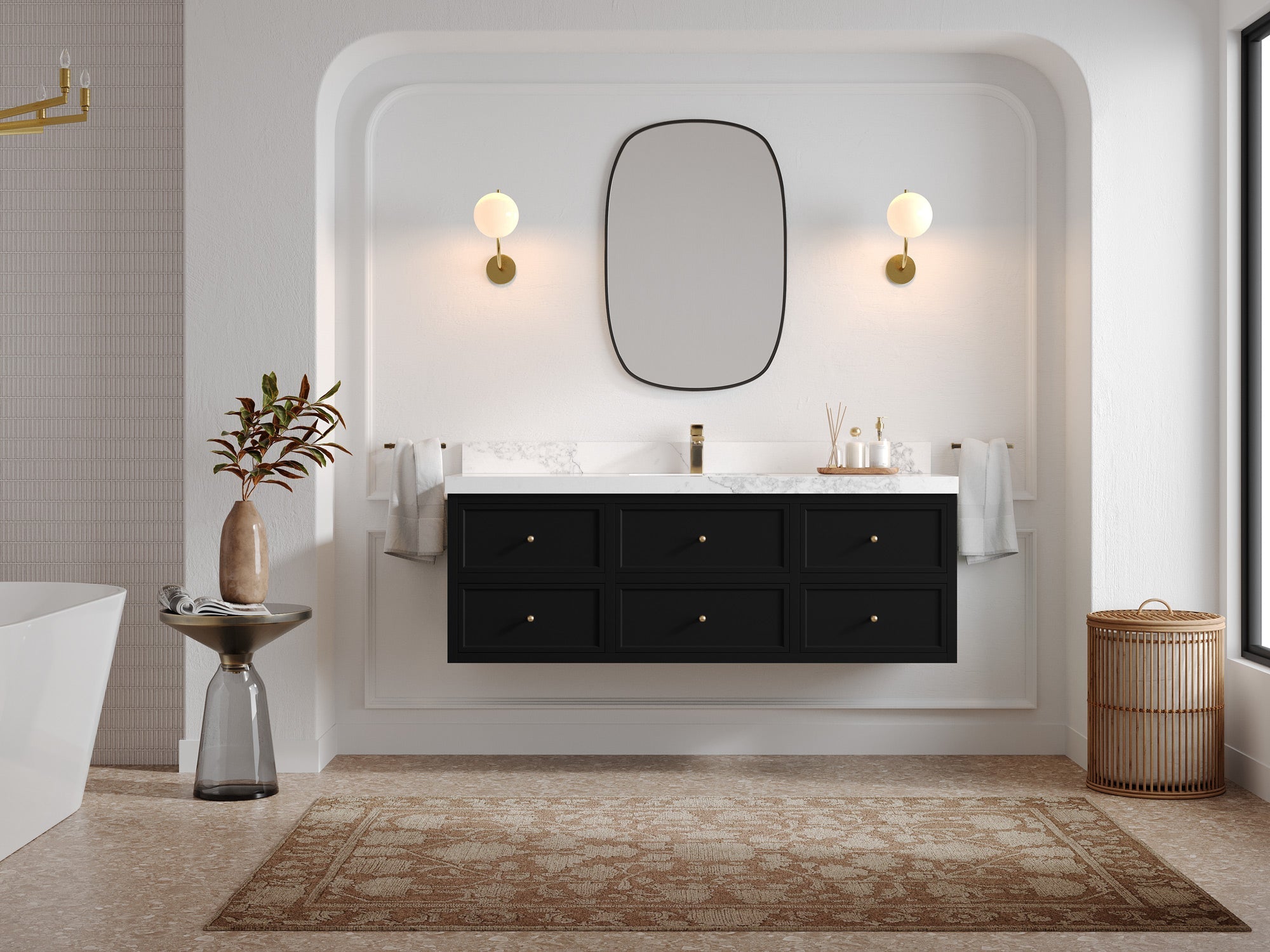 Roswell Floating 60 in. W x 22 in. D Single Sink Bathroom Vanity - Willow Bath and Vanity