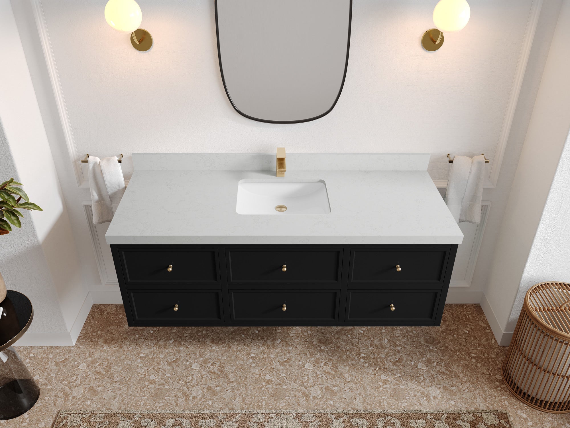 Roswell Floating 60 in. W x 22 in. D Single Sink Bathroom Vanity - Willow Bath and Vanity