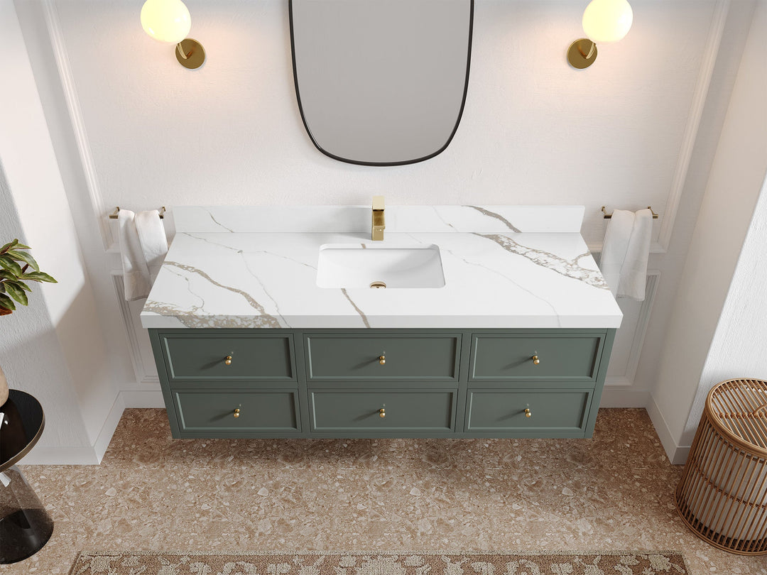 Roswell Floating 60 in. W x 22 in. D Single Sink Bathroom Vanity - Willow Bath and Vanity