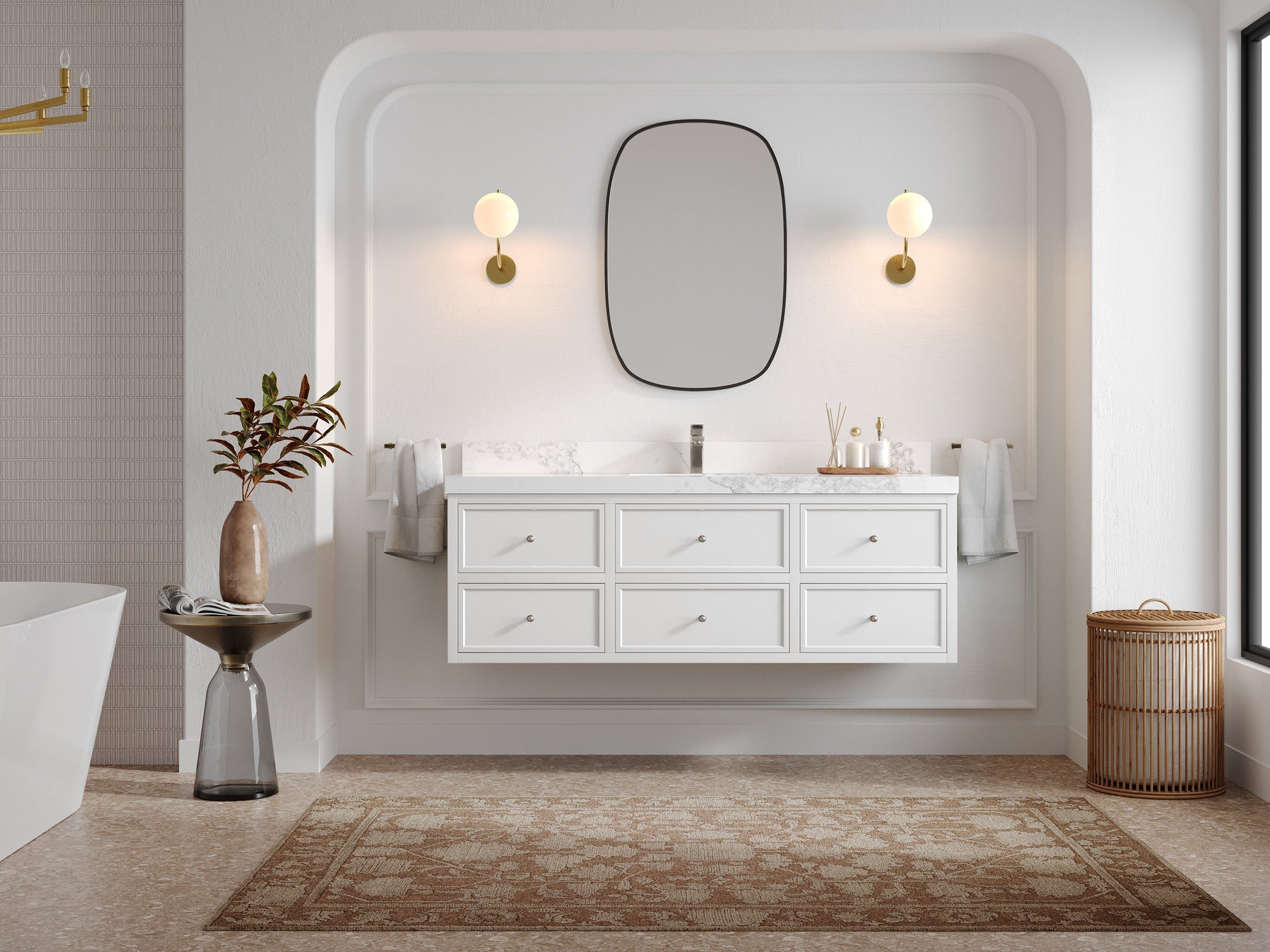Roswell Floating 60 in. W x 22 in. D Single Sink Bathroom Vanity - Willow Bath and Vanity
