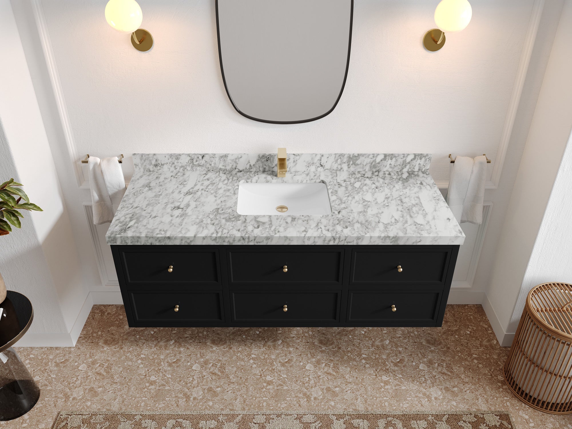 Roswell Floating 60 in. W x 22 in. D Single Sink Bathroom Vanity - Willow Bath and Vanity