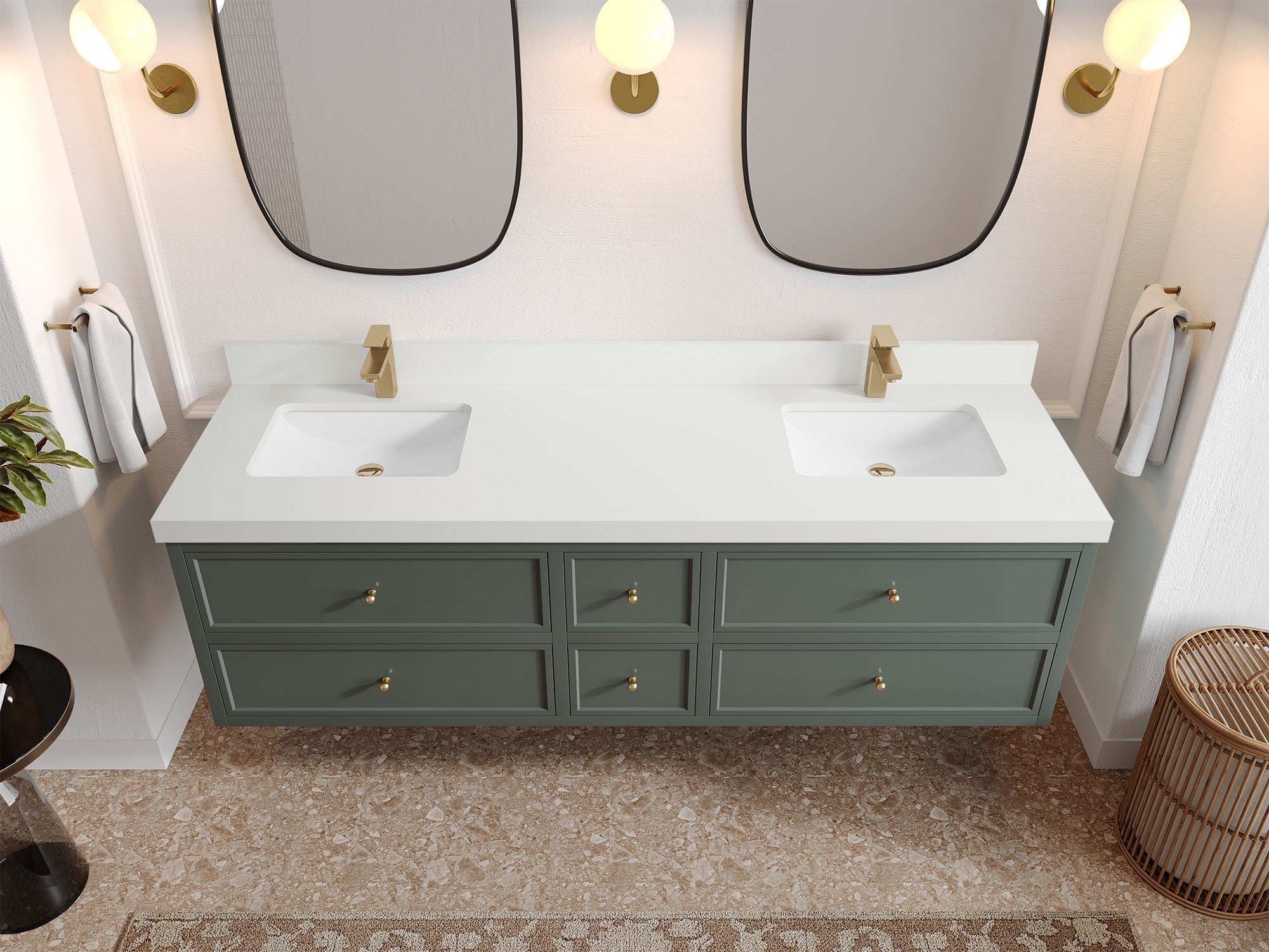 Roswell Floating 72 in. W x 22 in. D Double Sink Bathroom Vanity - Willow Bath and Vanity