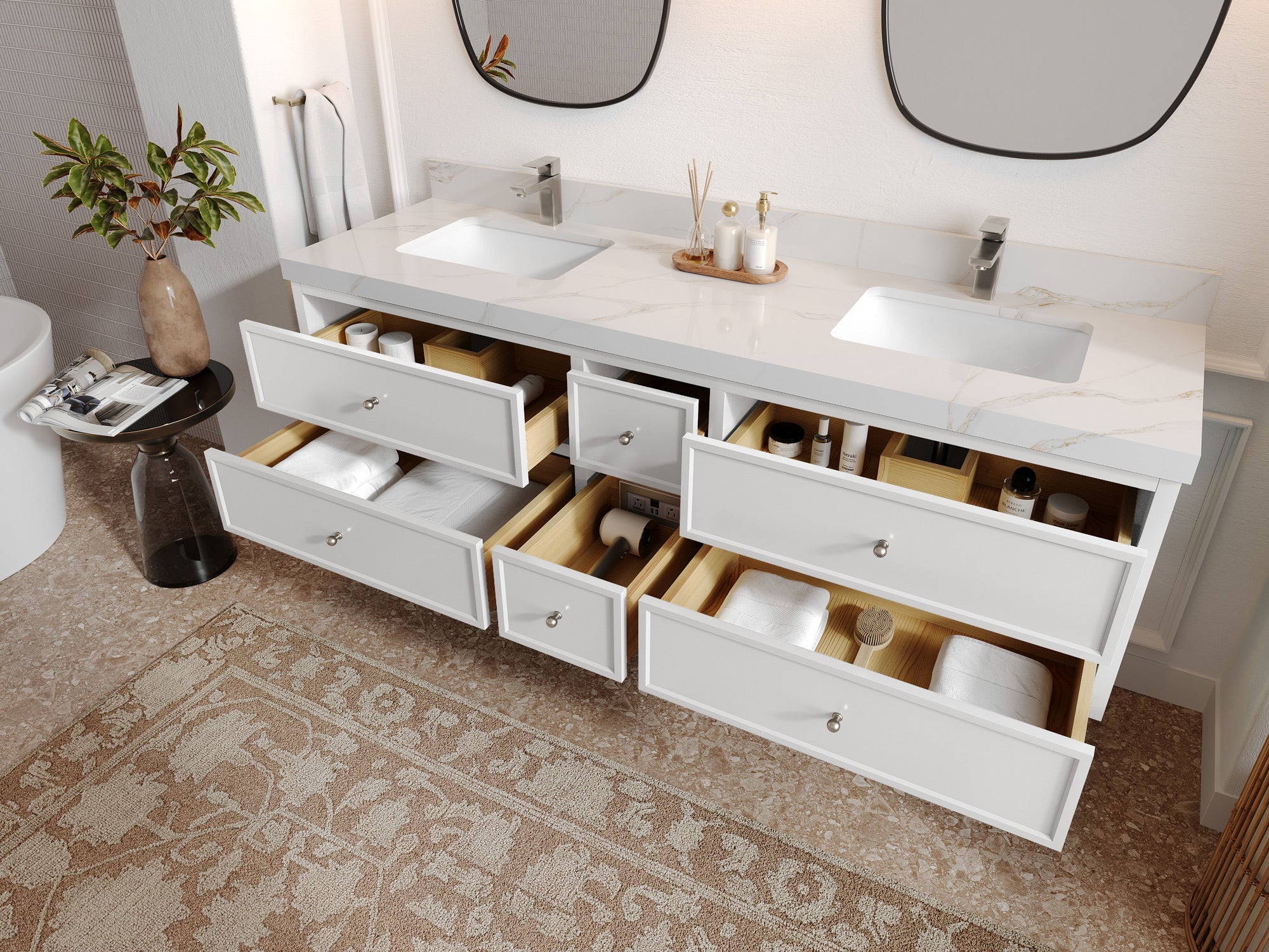 Roswell Floating 72 in. W x 22 in. D Double Sink Bathroom Vanity - Willow Bath and Vanity