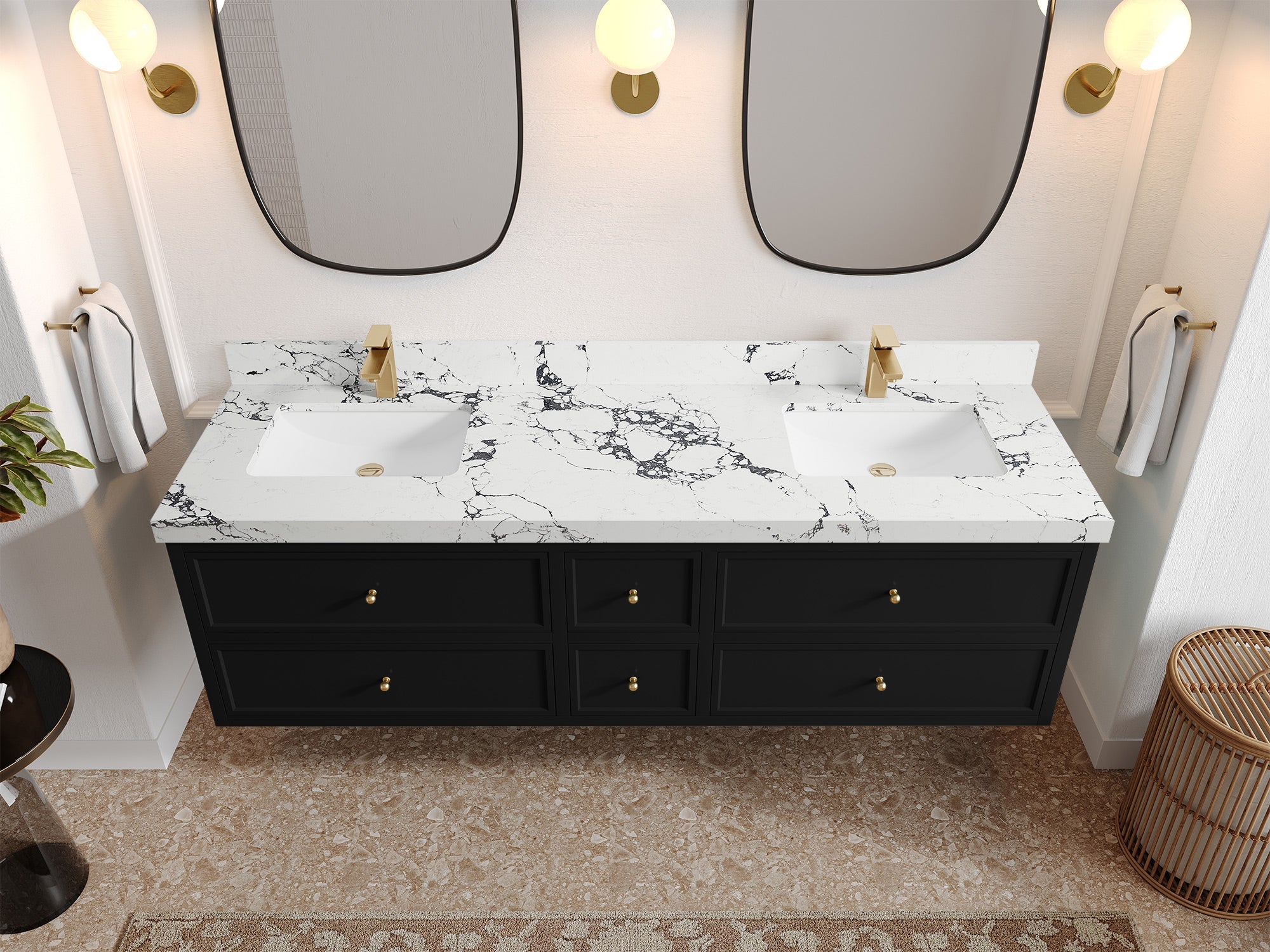 Roswell Floating 72 in. W x 22 in. D Double Sink Bathroom Vanity - Willow Bath and Vanity
