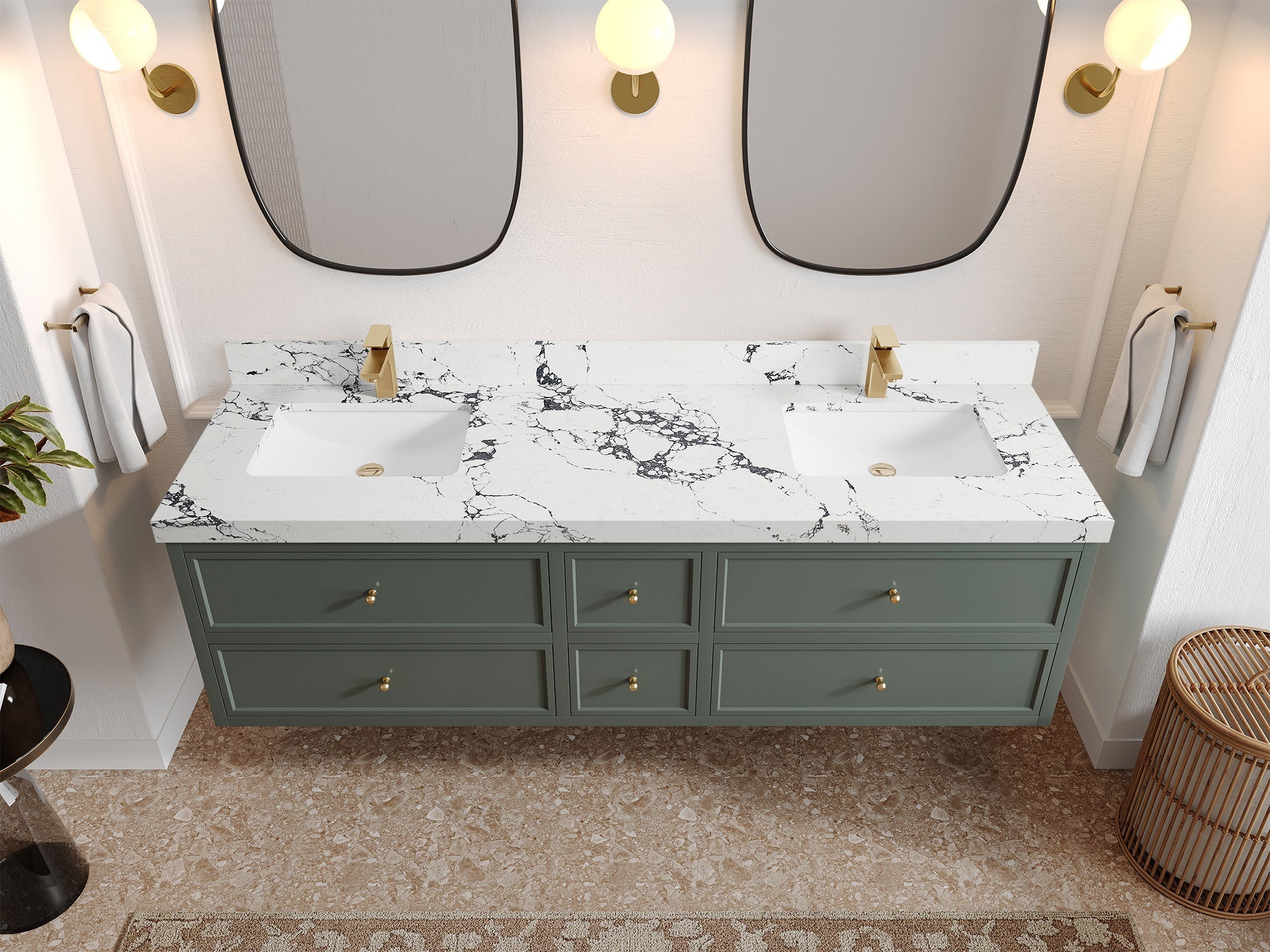 Roswell Floating 72 in. W x 22 in. D Double Sink Bathroom Vanity - Willow Bath and Vanity