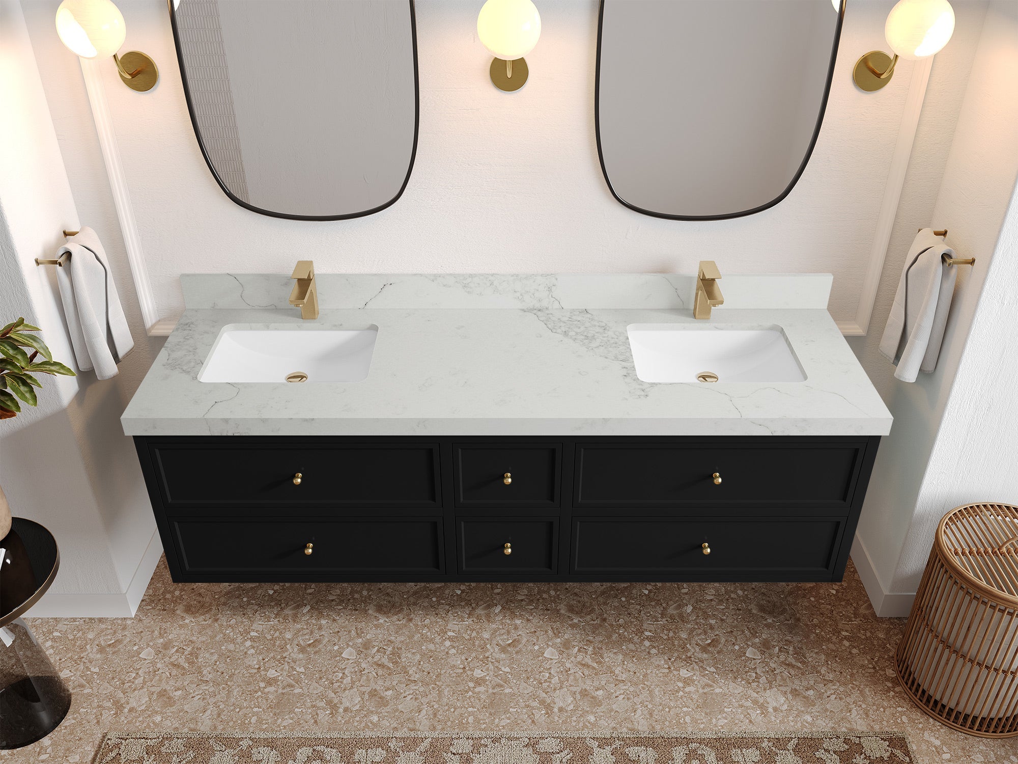 Roswell Floating 72 in. W x 22 in. D Double Sink Bathroom Vanity - Willow Bath and Vanity