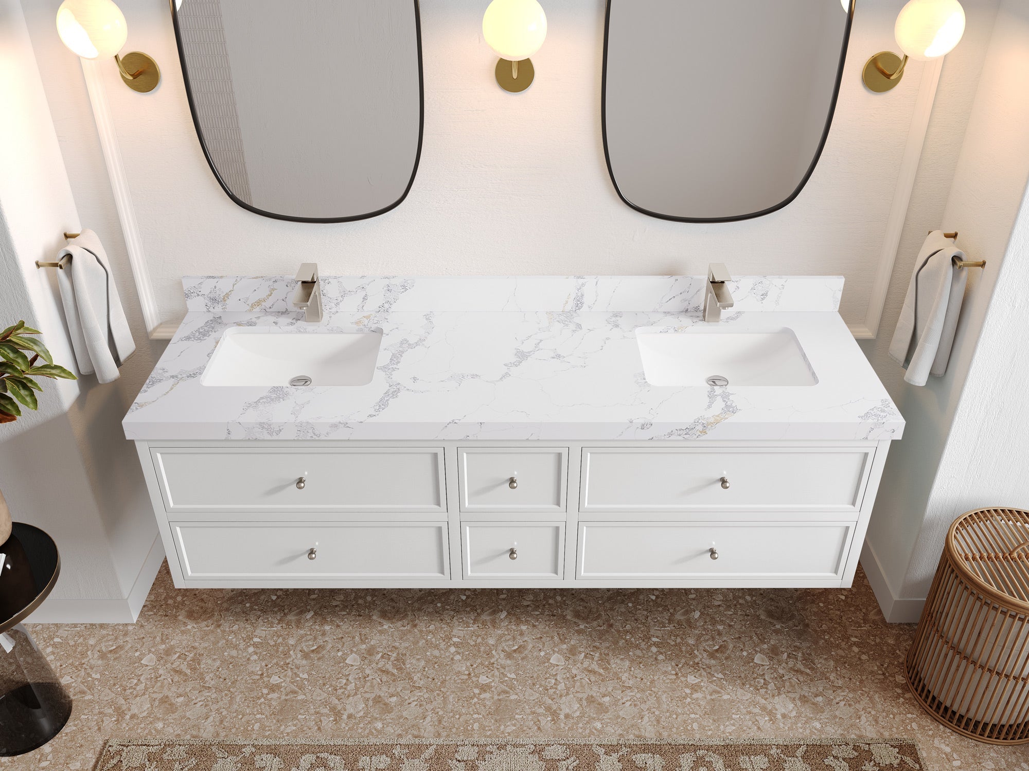 Roswell Floating 72 in. W x 22 in. D Double Sink Bathroom Vanity - Willow Bath and Vanity