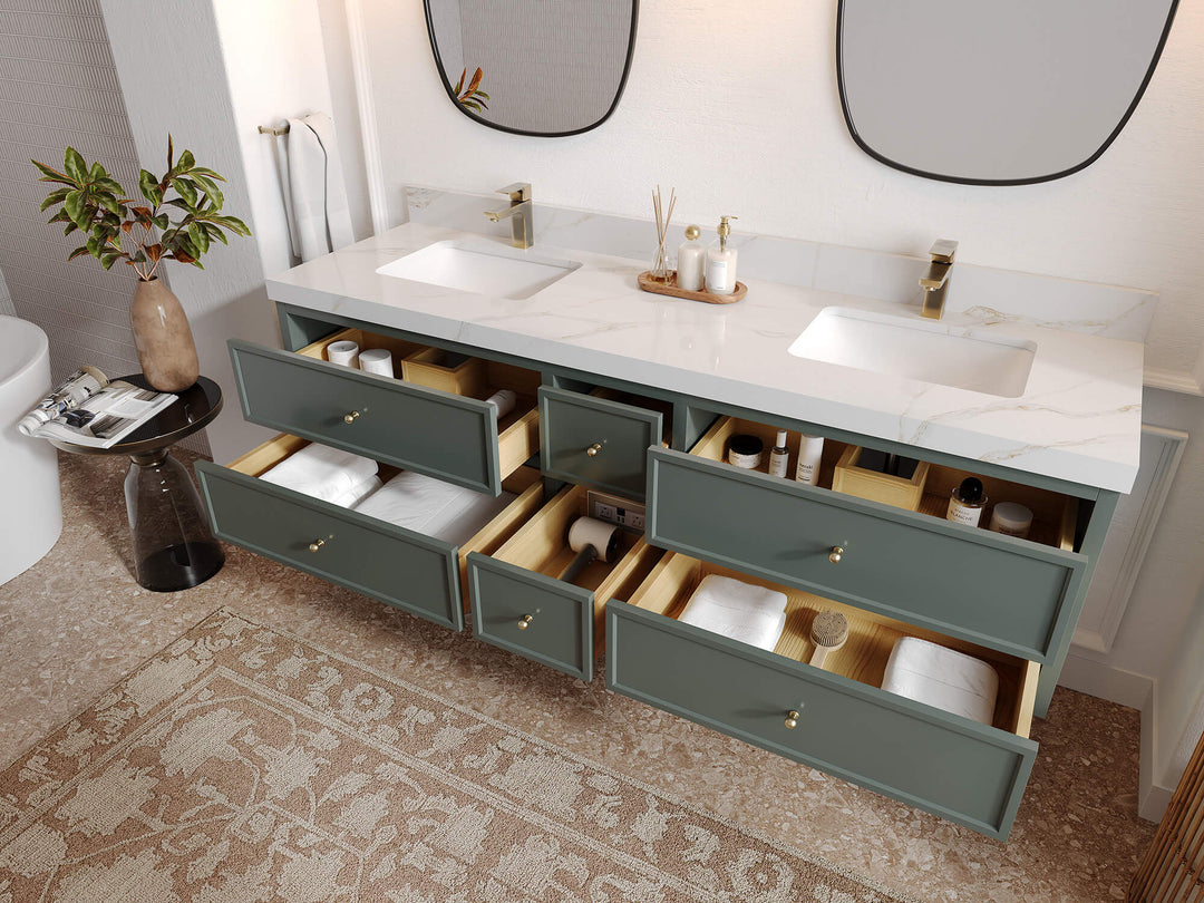 Roswell Floating 72 in. W x 22 in. D Double Sink Bathroom Vanity - Willow Bath and Vanity