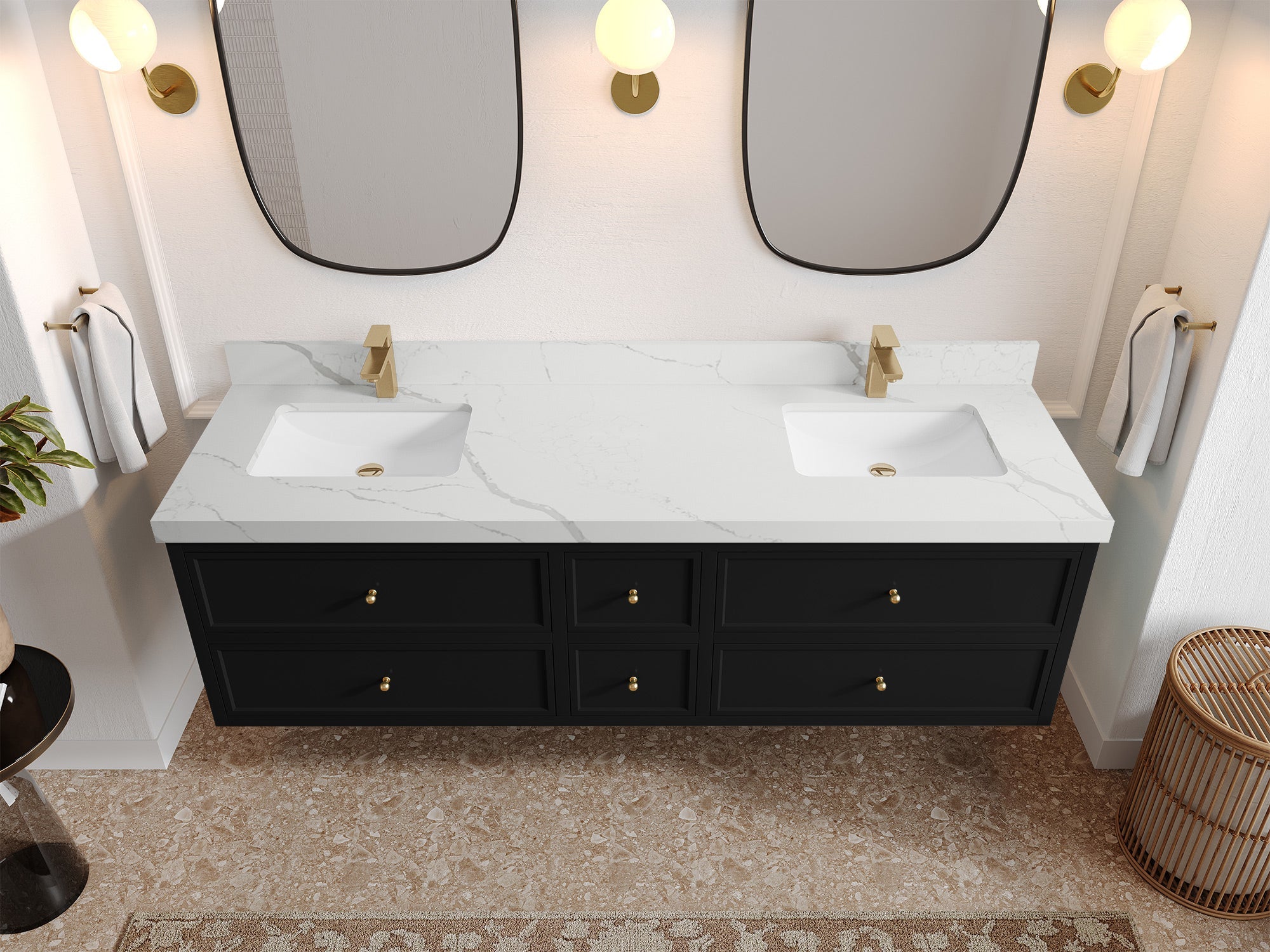 Roswell Floating 72 in. W x 22 in. D Double Sink Bathroom Vanity - Willow Bath and Vanity