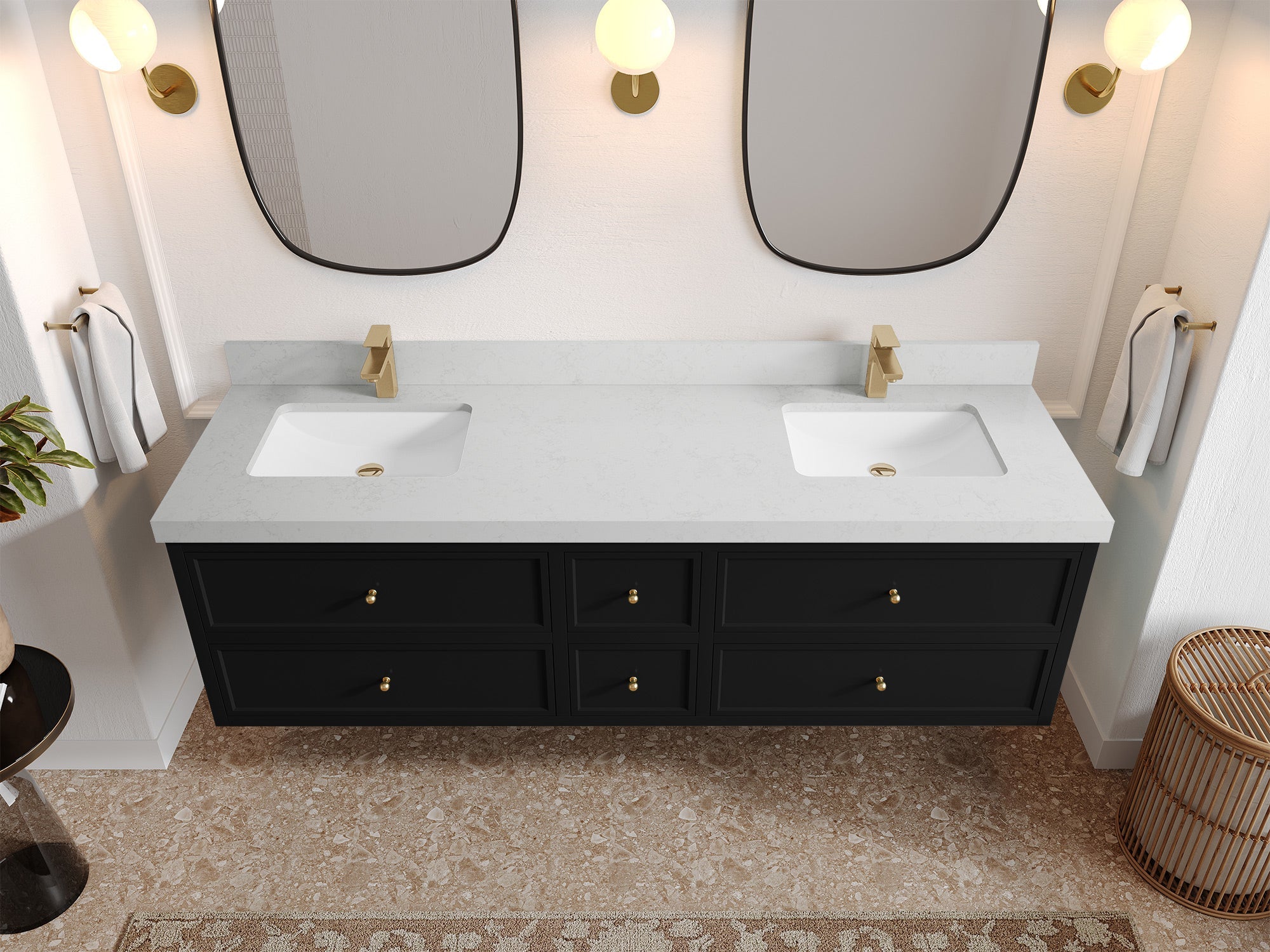 Roswell Floating 72 in. W x 22 in. D Double Sink Bathroom Vanity - Willow Bath and Vanity