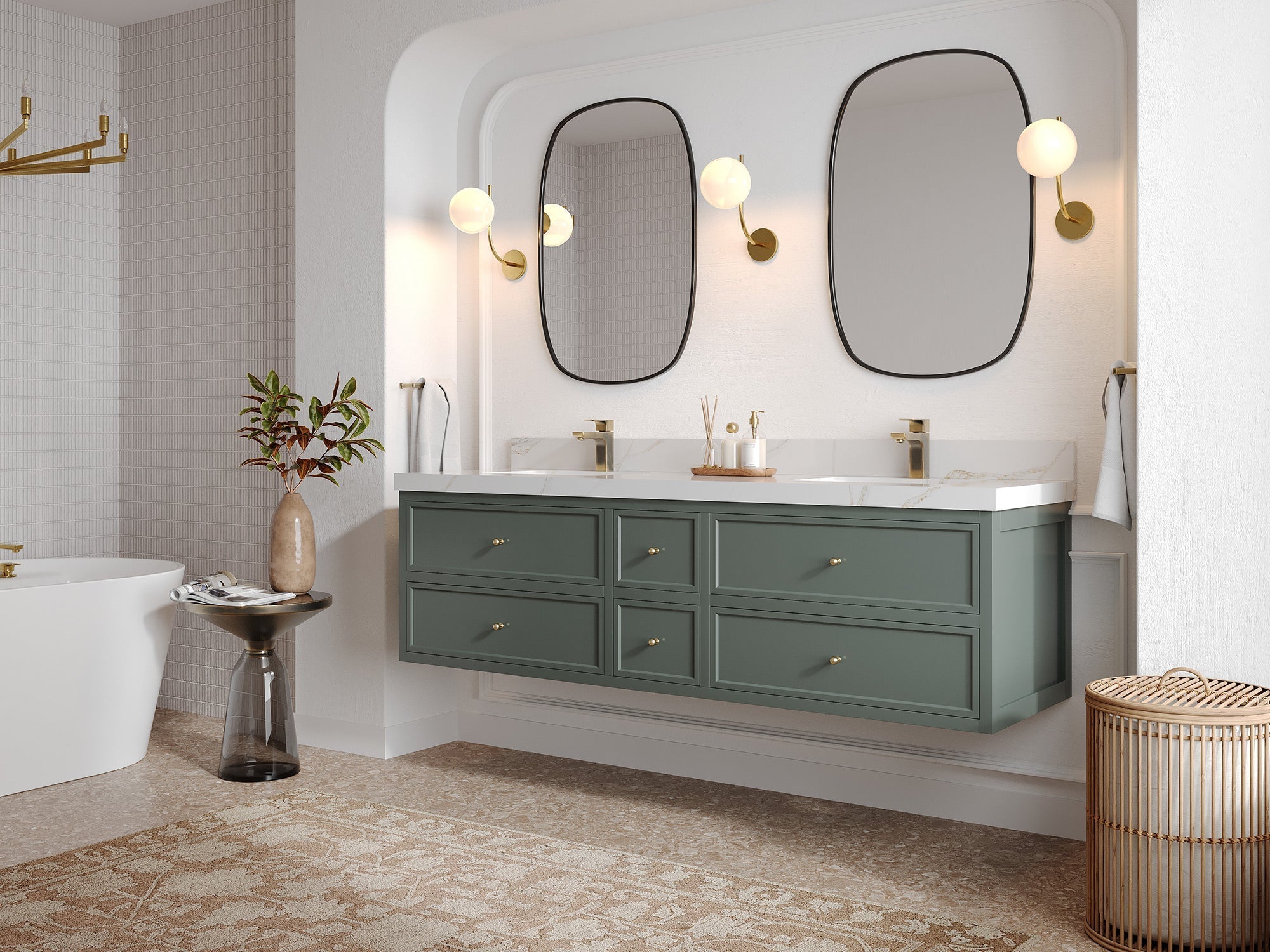 Roswell Floating 72 in. W x 22 in. D Double Sink Bathroom Vanity - Willow Bath and Vanity