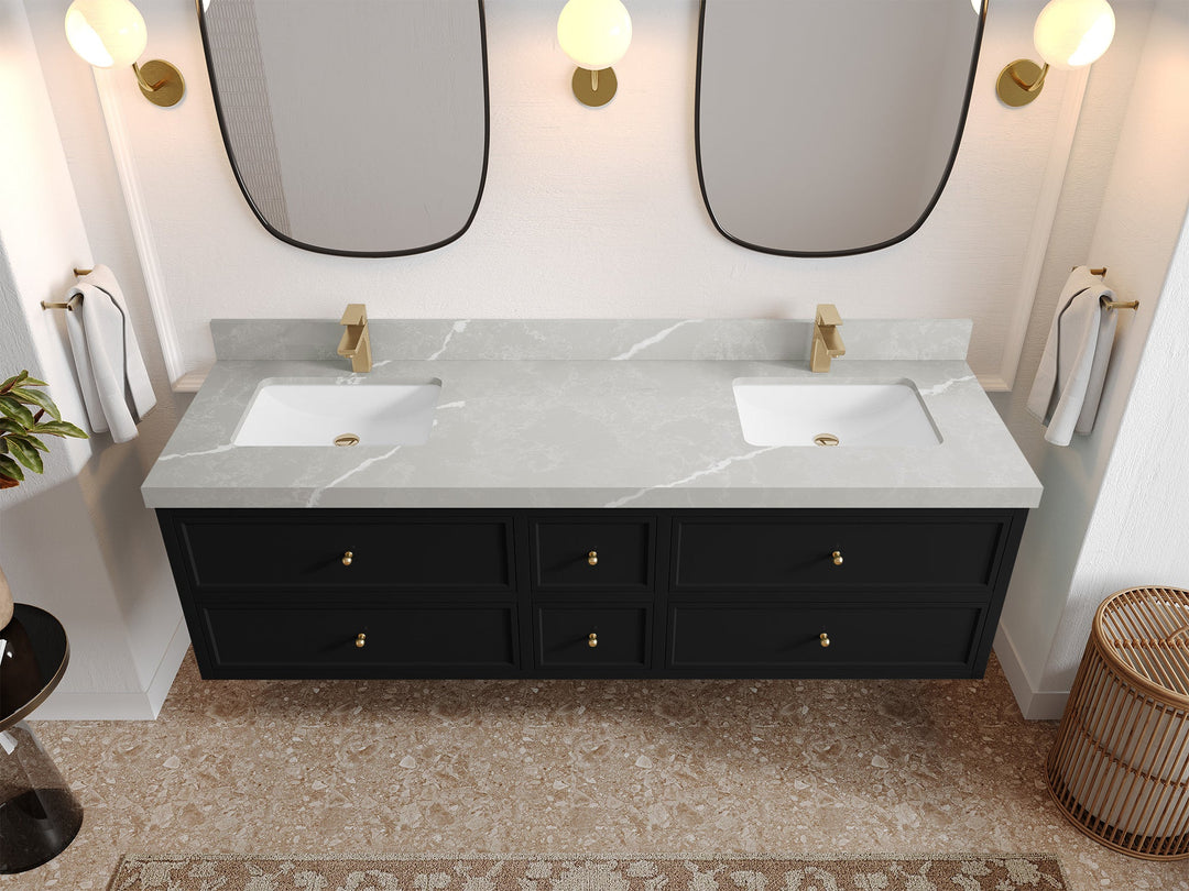 Roswell Floating 72 in. W x 22 in. D Double Sink Bathroom Vanity - Willow Bath and Vanity