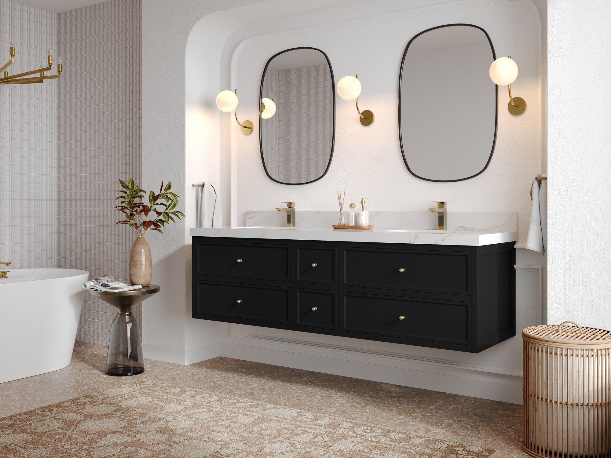 Roswell Floating 72 in. W x 22 in. D Double Sink Bathroom Vanity - Willow Bath and Vanity