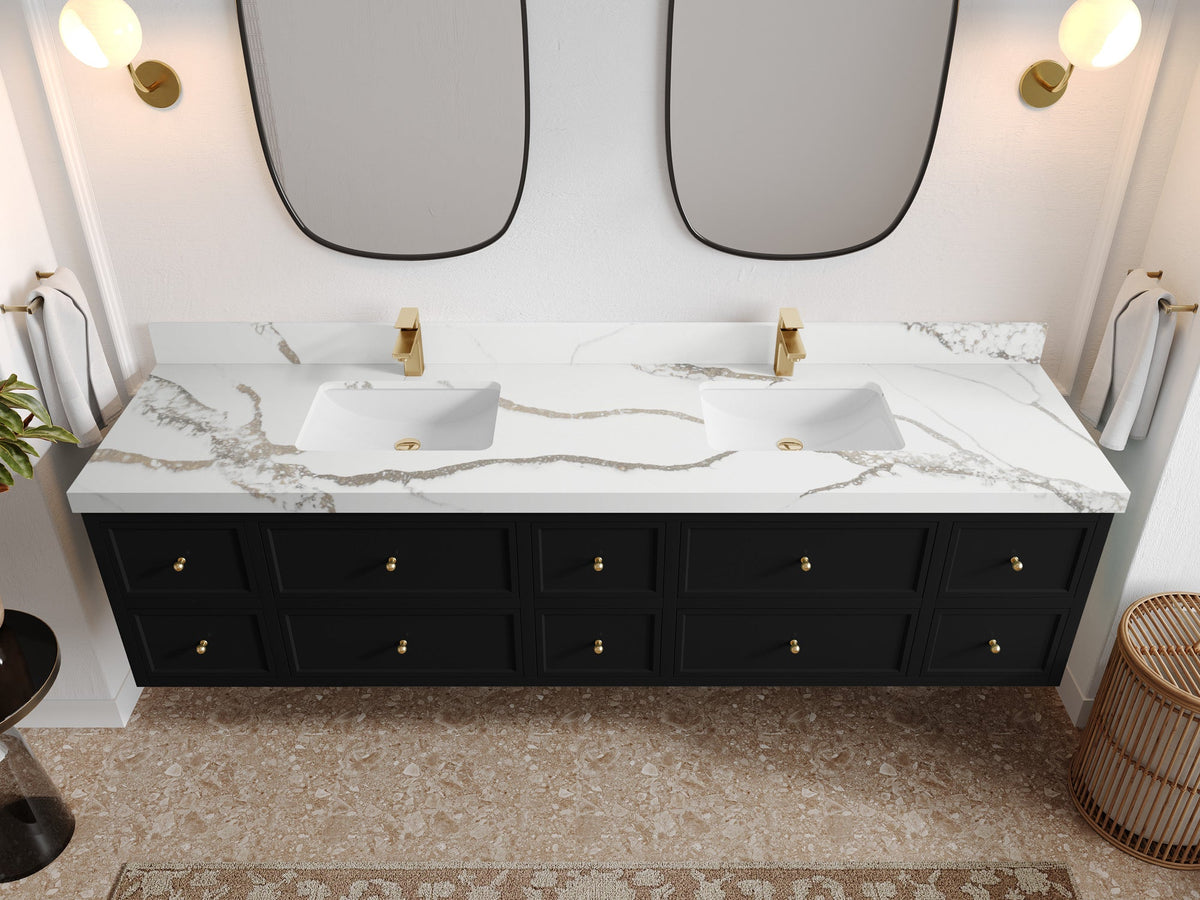 Roswell Floating 84 in. W x 22 in. D Double Sink Bathroom Vanity - Willow Bath and Vanity