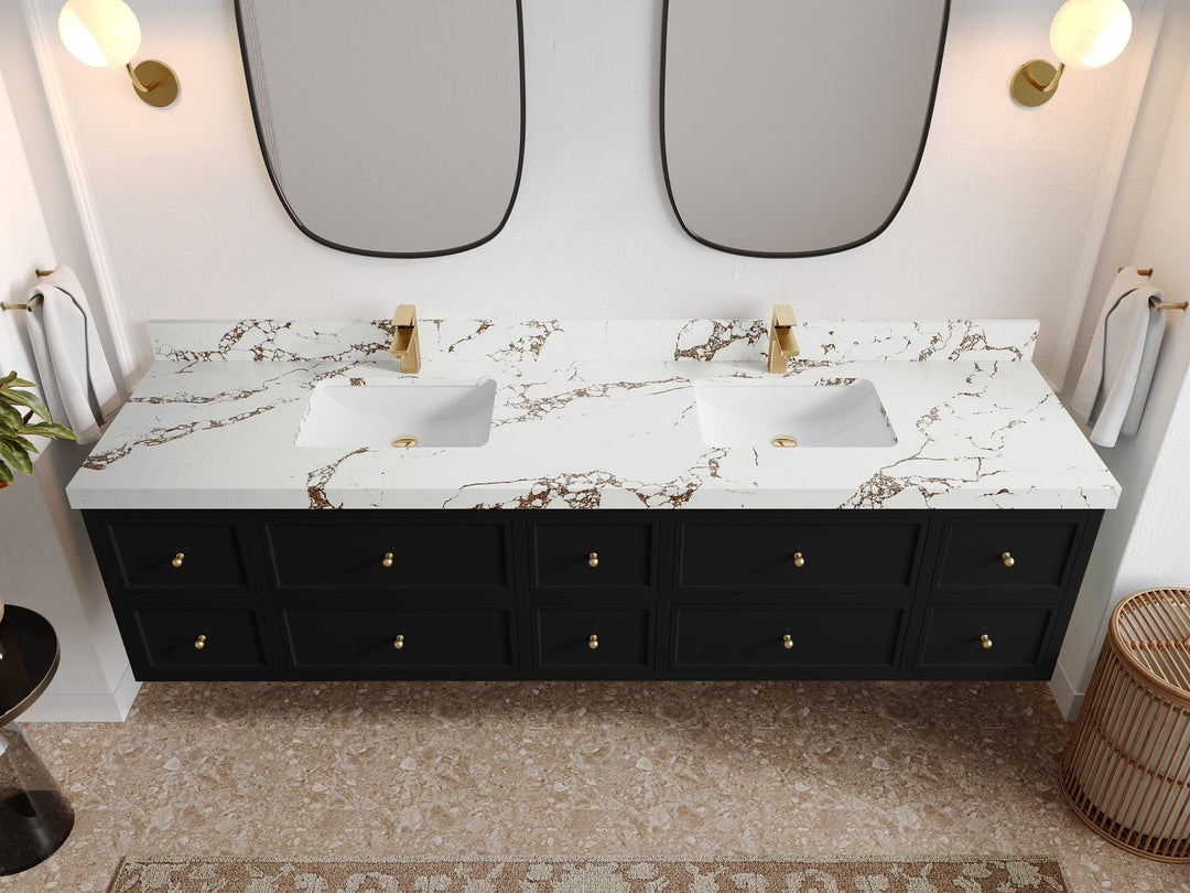 Roswell Floating 84 in. W x 22 in. D Double Sink Bathroom Vanity - Willow Bath and Vanity