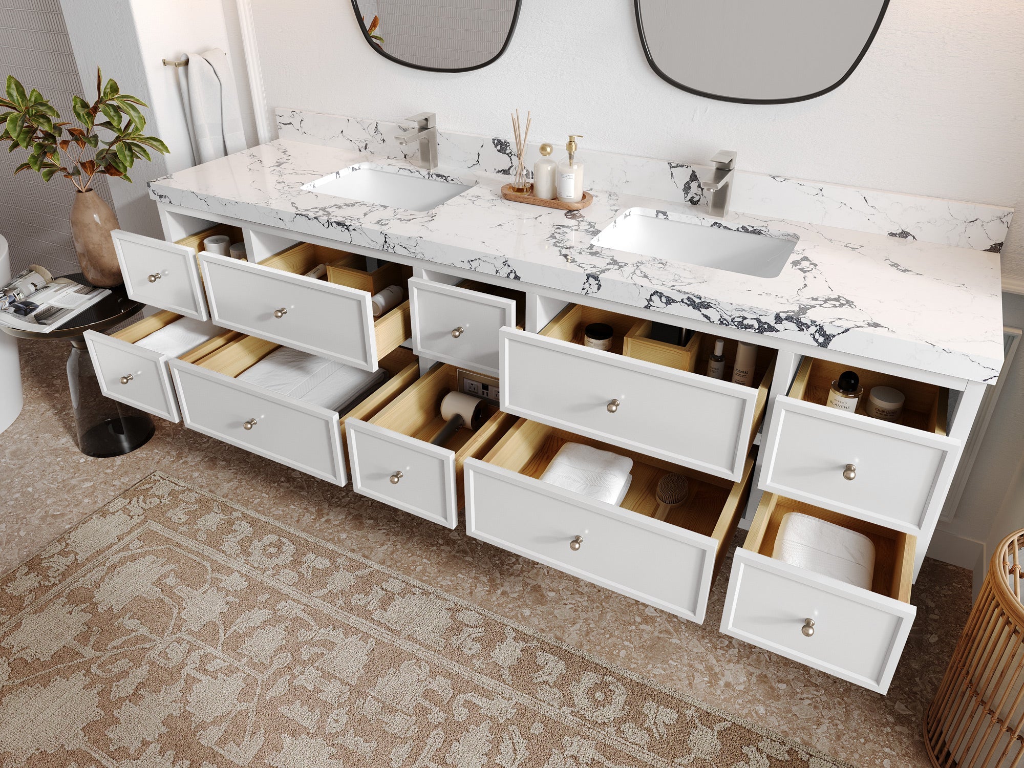 Roswell Floating 84 in. W x 22 in. D Double Sink Bathroom Vanity - Willow Bath and Vanity