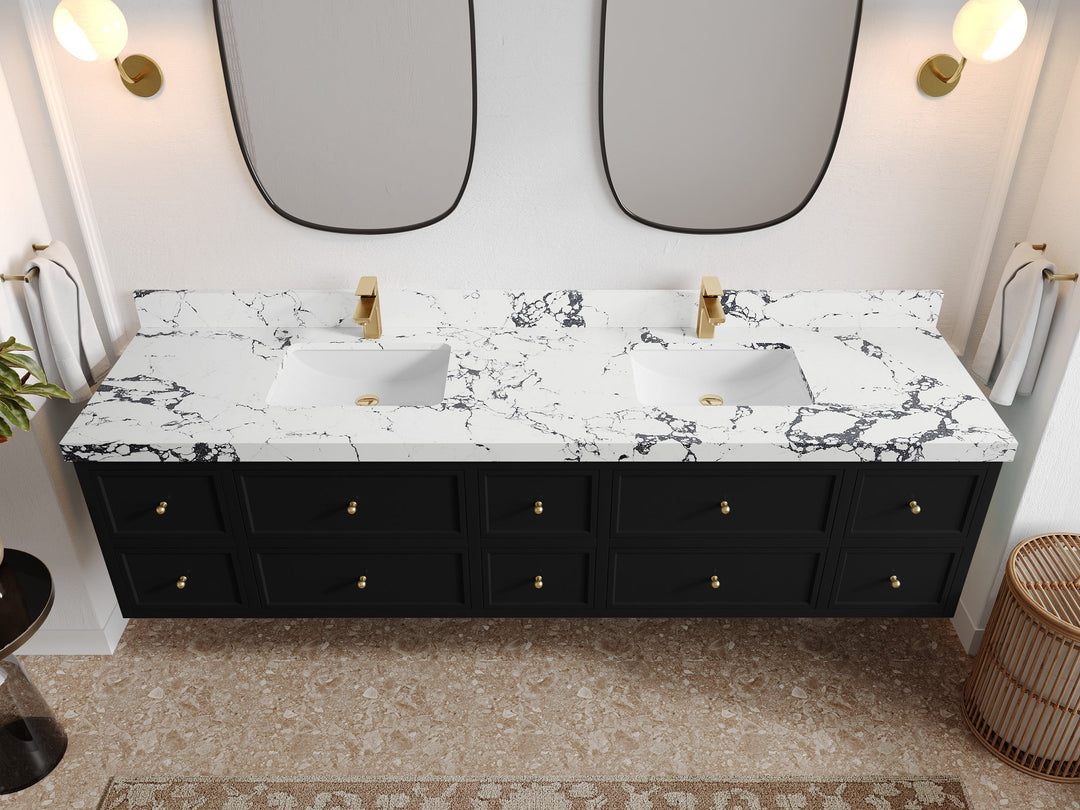 Roswell Floating 84 in. W x 22 in. D Double Sink Bathroom Vanity - Willow Bath and Vanity