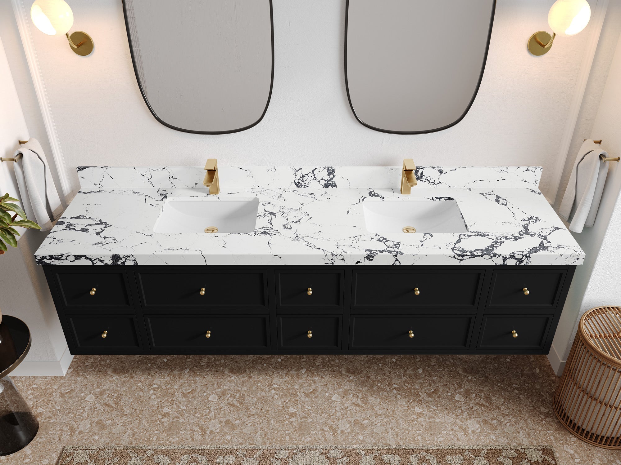 Roswell Floating 84 in. W x 22 in. D Double Sink Bathroom Vanity - Willow Bath and Vanity