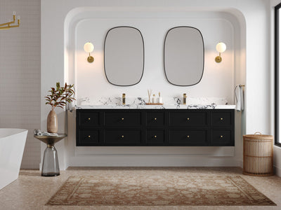 Roswell Floating 84 in. W x 22 in. D Double Sink Bathroom Vanity - Willow Bath and Vanity