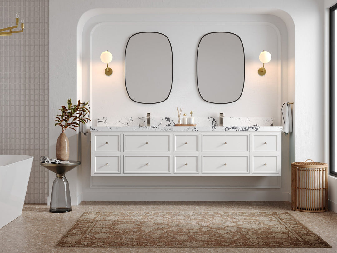 Roswell Floating 84 in. W x 22 in. D Double Sink Bathroom Vanity - Willow Bath and Vanity