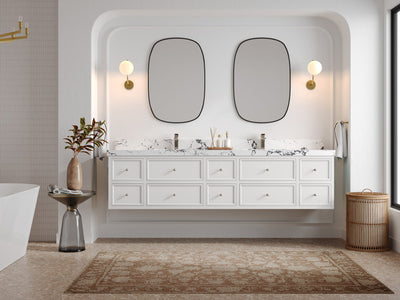 Roswell Floating 84 in. W x 22 in. D Double Sink Bathroom Vanity - Willow Bath and Vanity