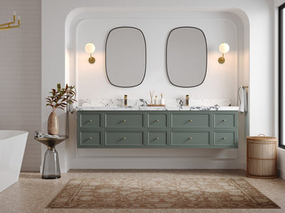 Roswell Floating 84 in. W x 22 in. D Double Sink Bathroom Vanity - Willow Bath and Vanity