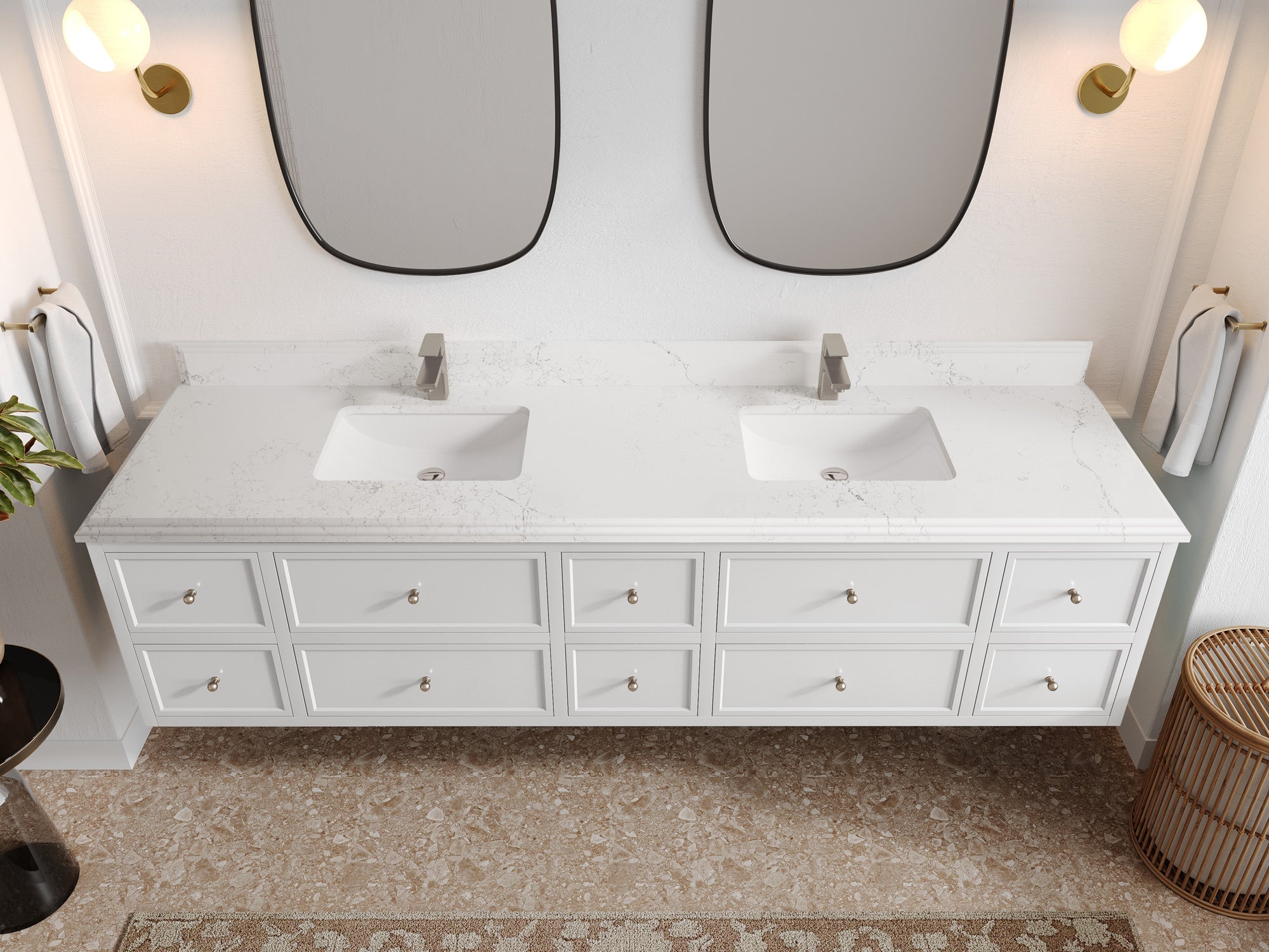 Roswell Floating 84 in. W x 22 in. D Double Sink Bathroom Vanity - Willow Bath and Vanity